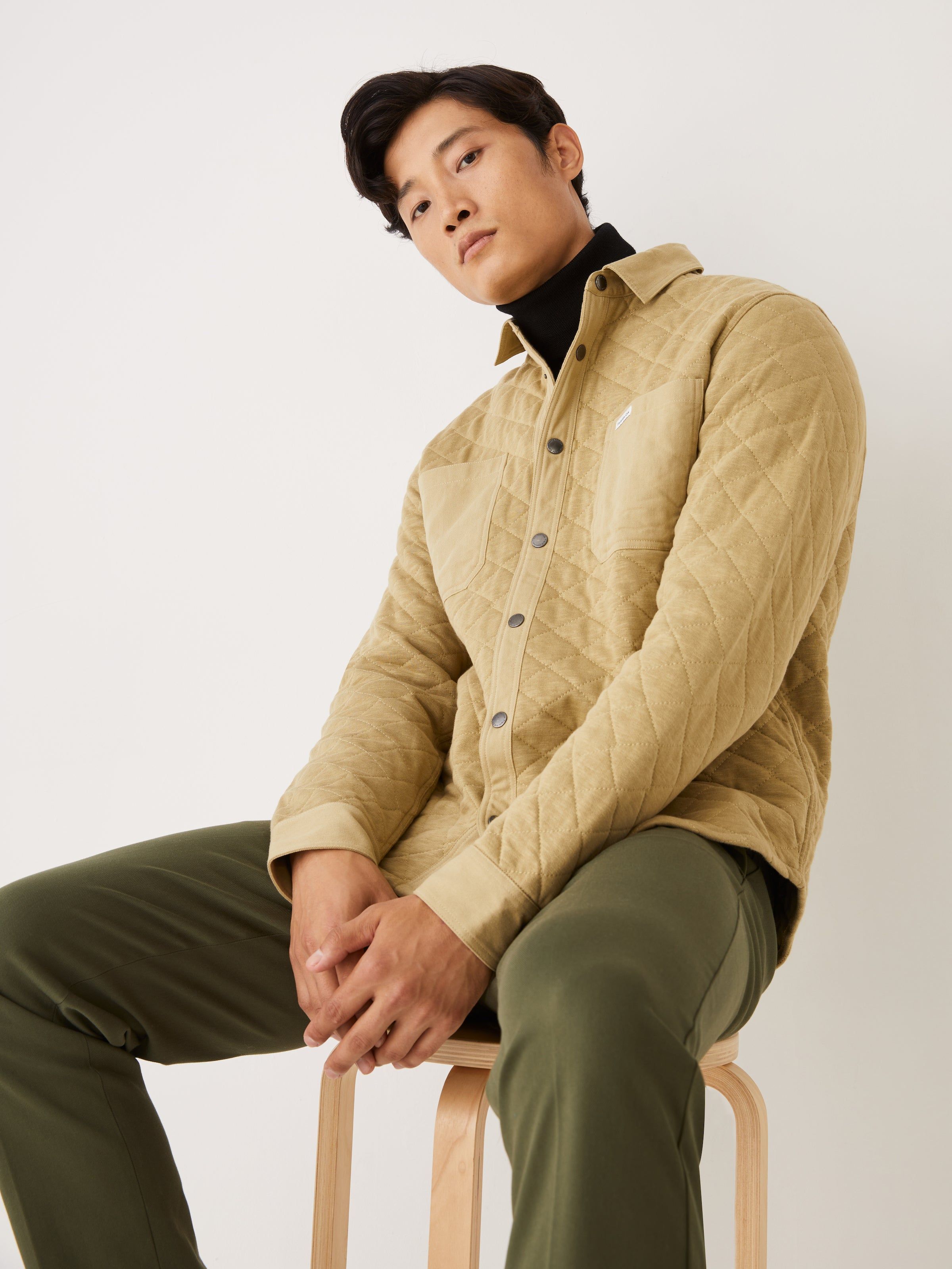 The Quilted Overshirt in Grey Green sold by Frank & Oak product image thumbnail 3