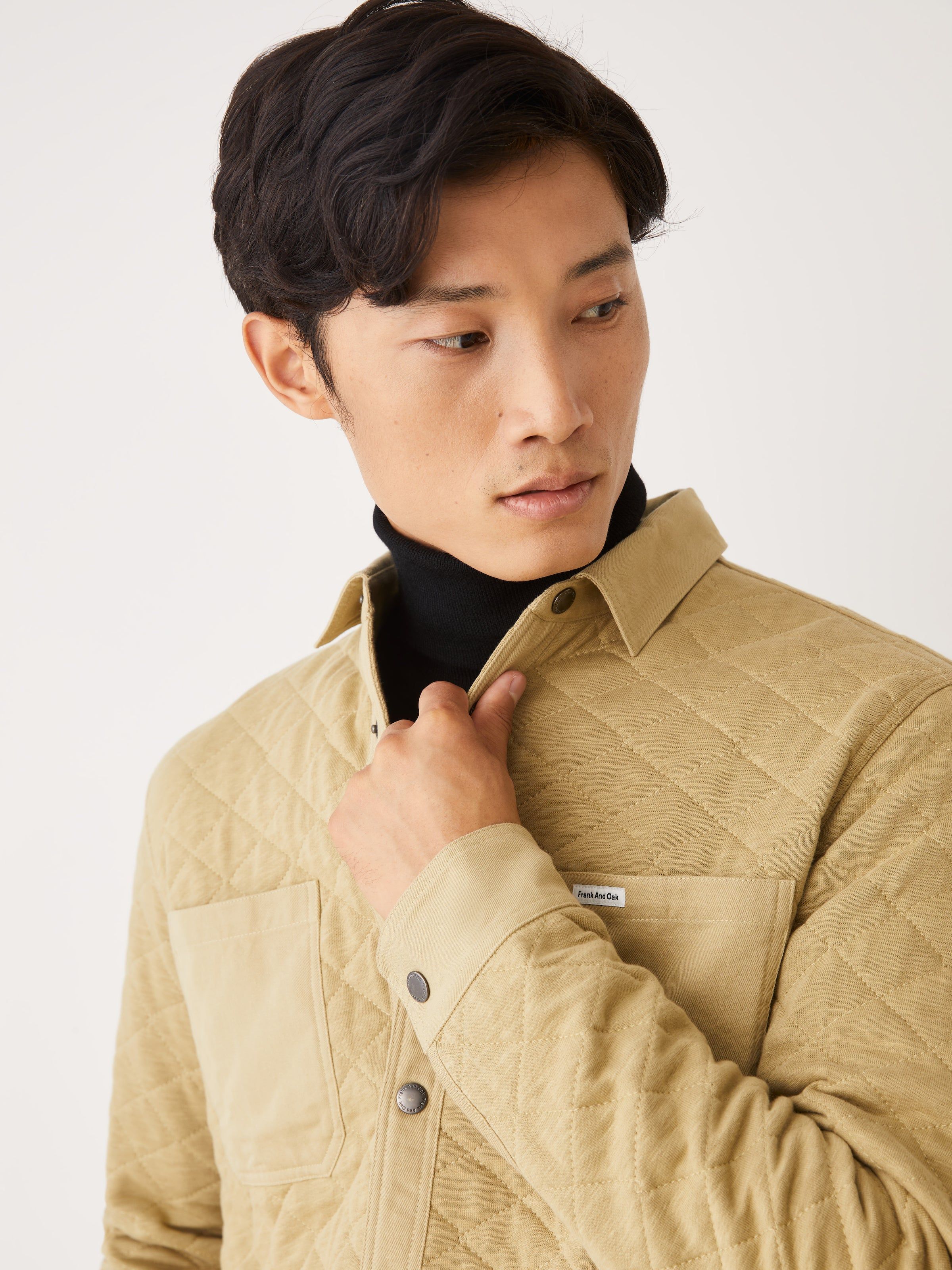 The Quilted Overshirt in Grey Green sold by Frank & Oak product image thumbnail 2