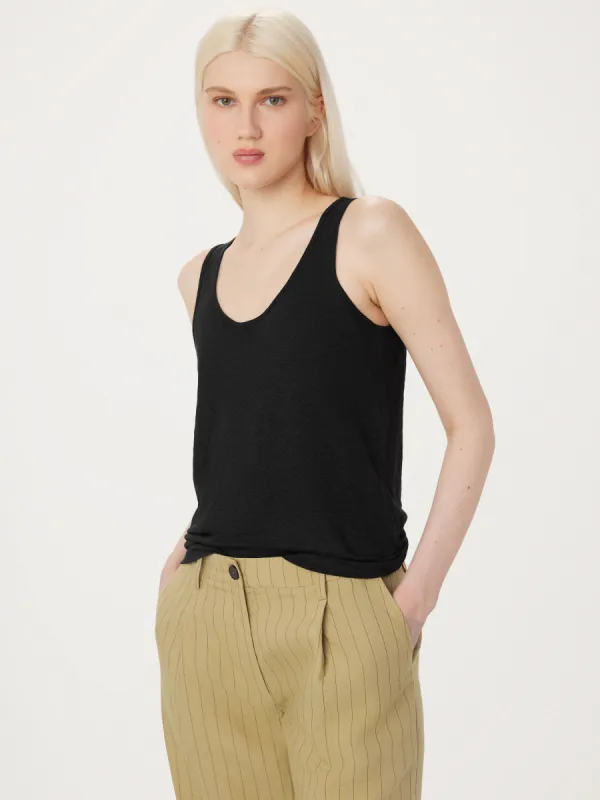 The Linen Tank in Black sold by Frank & Oak