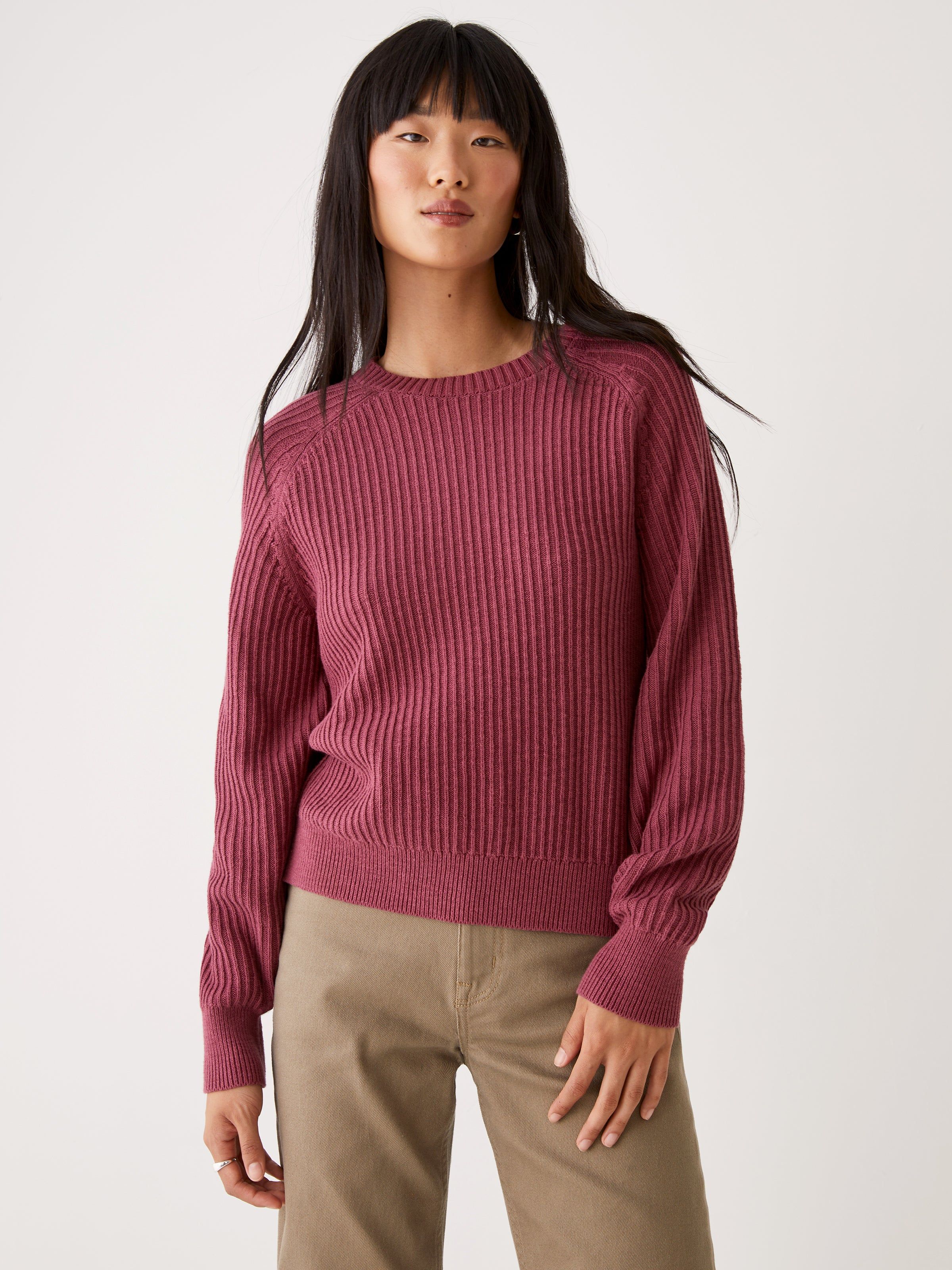 The Organic Cotton Crewneck Sweater in Maroon red sold by Frank & Oak product image thumbnail 4