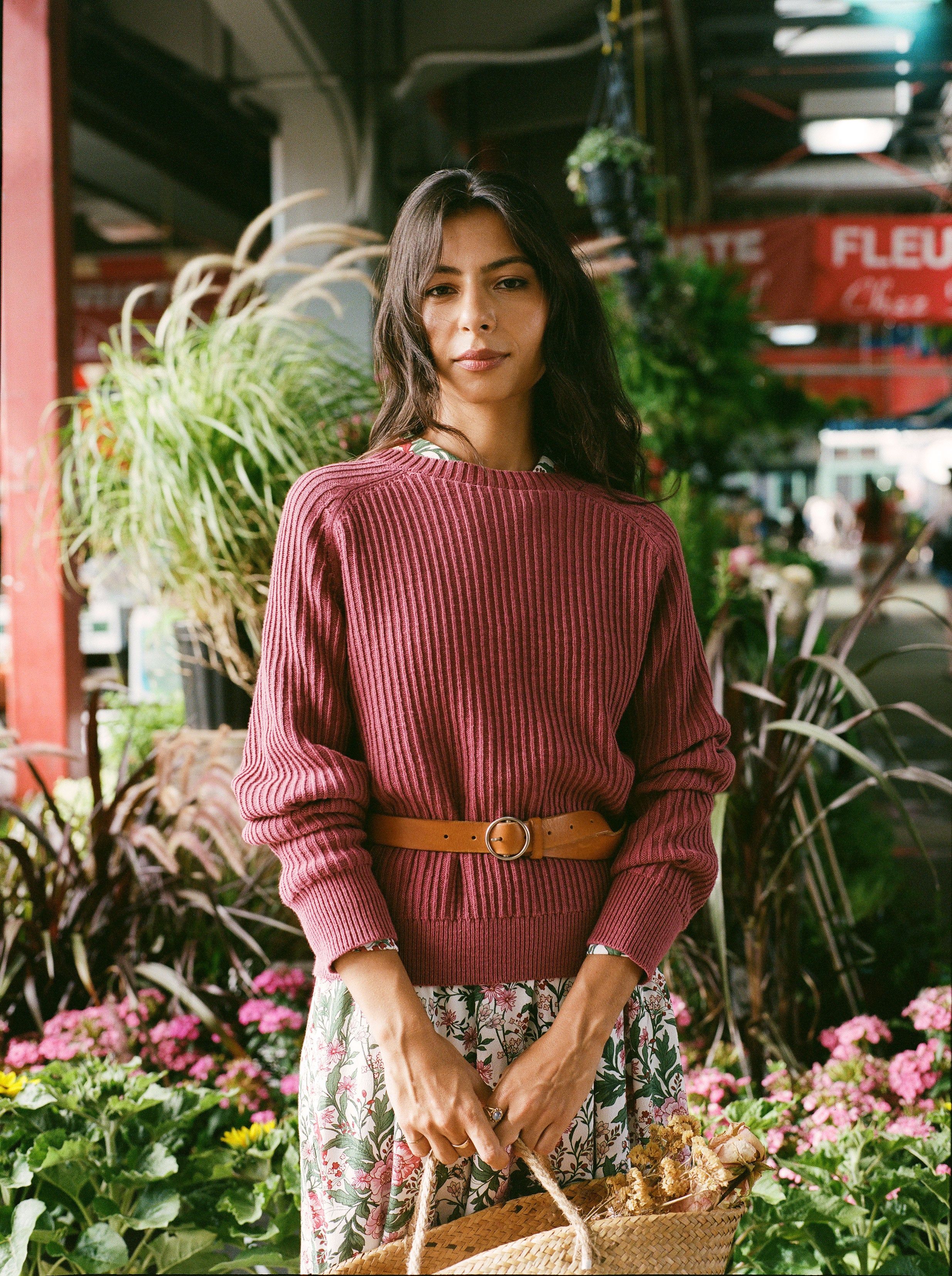 The Organic Cotton Crewneck Sweater in Maroon red sold by Frank & Oak