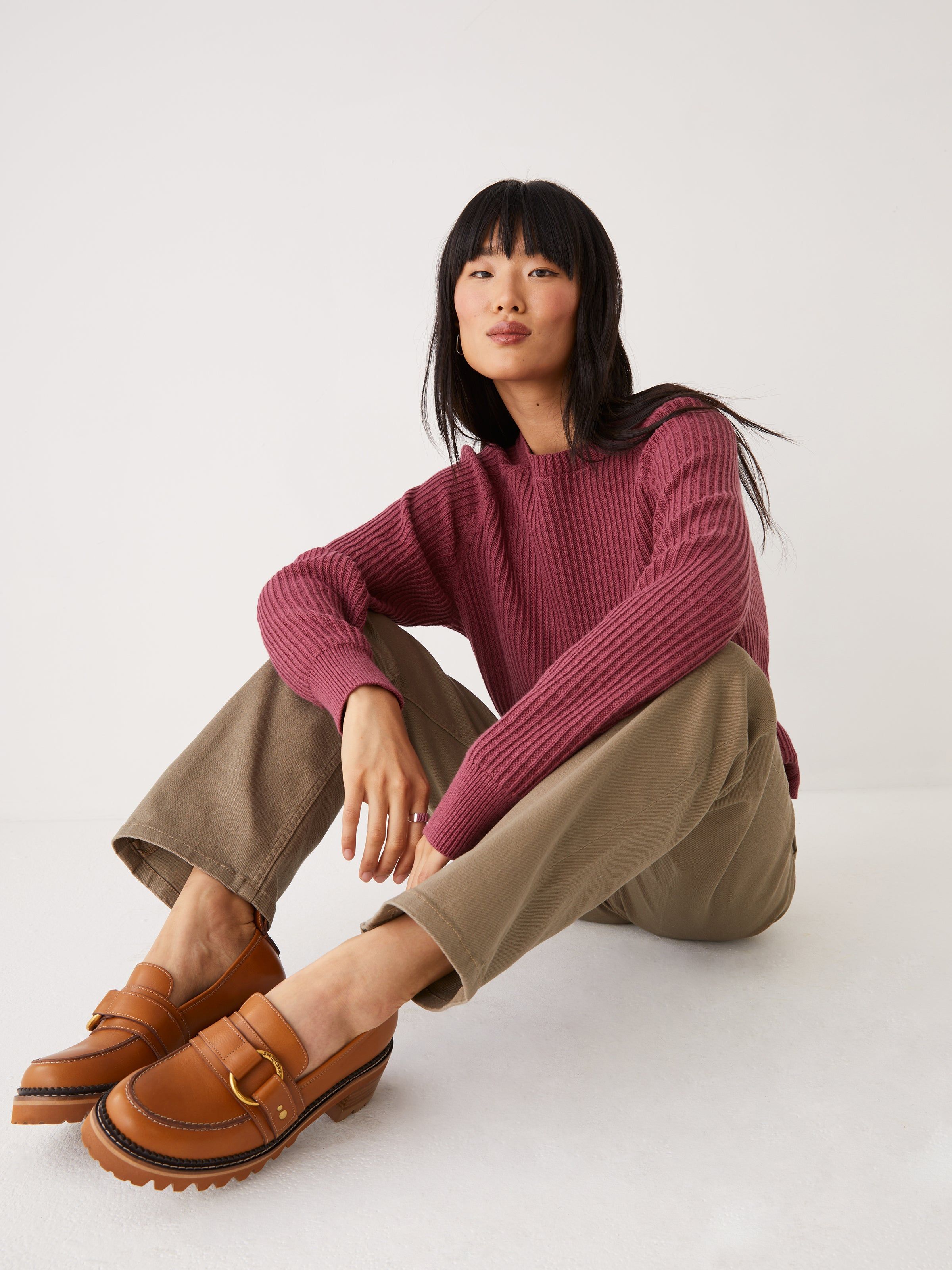 The Organic Cotton Crewneck Sweater in Maroon red sold by Frank & Oak product image thumbnail 2