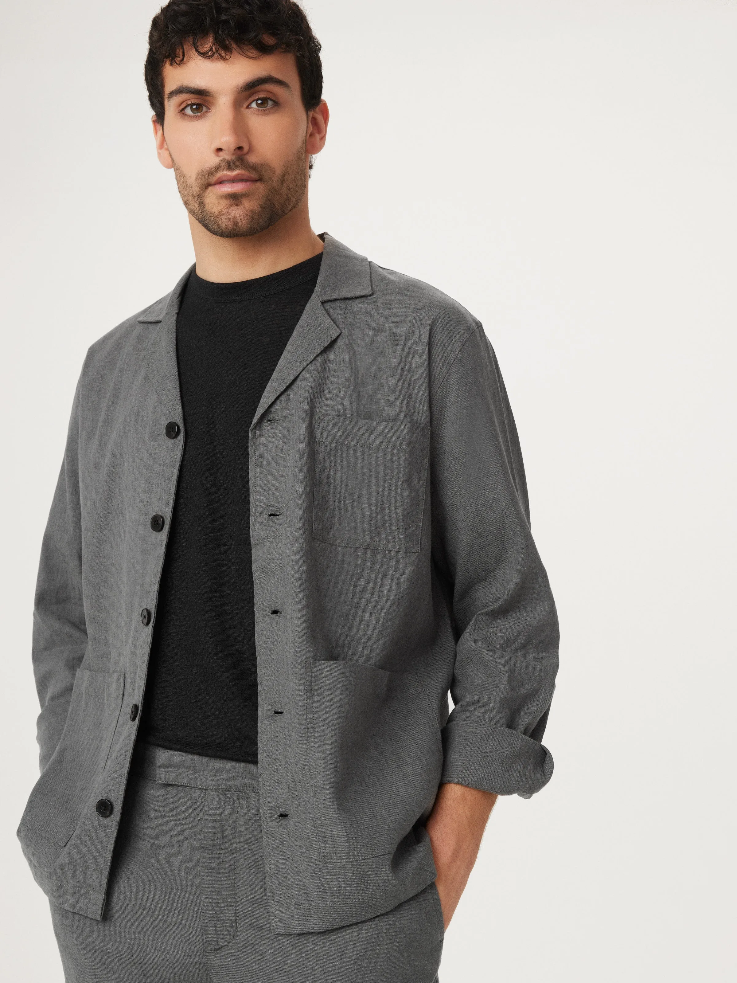 The Linen Overshirt in Smoky Green sold by Frank & Oak