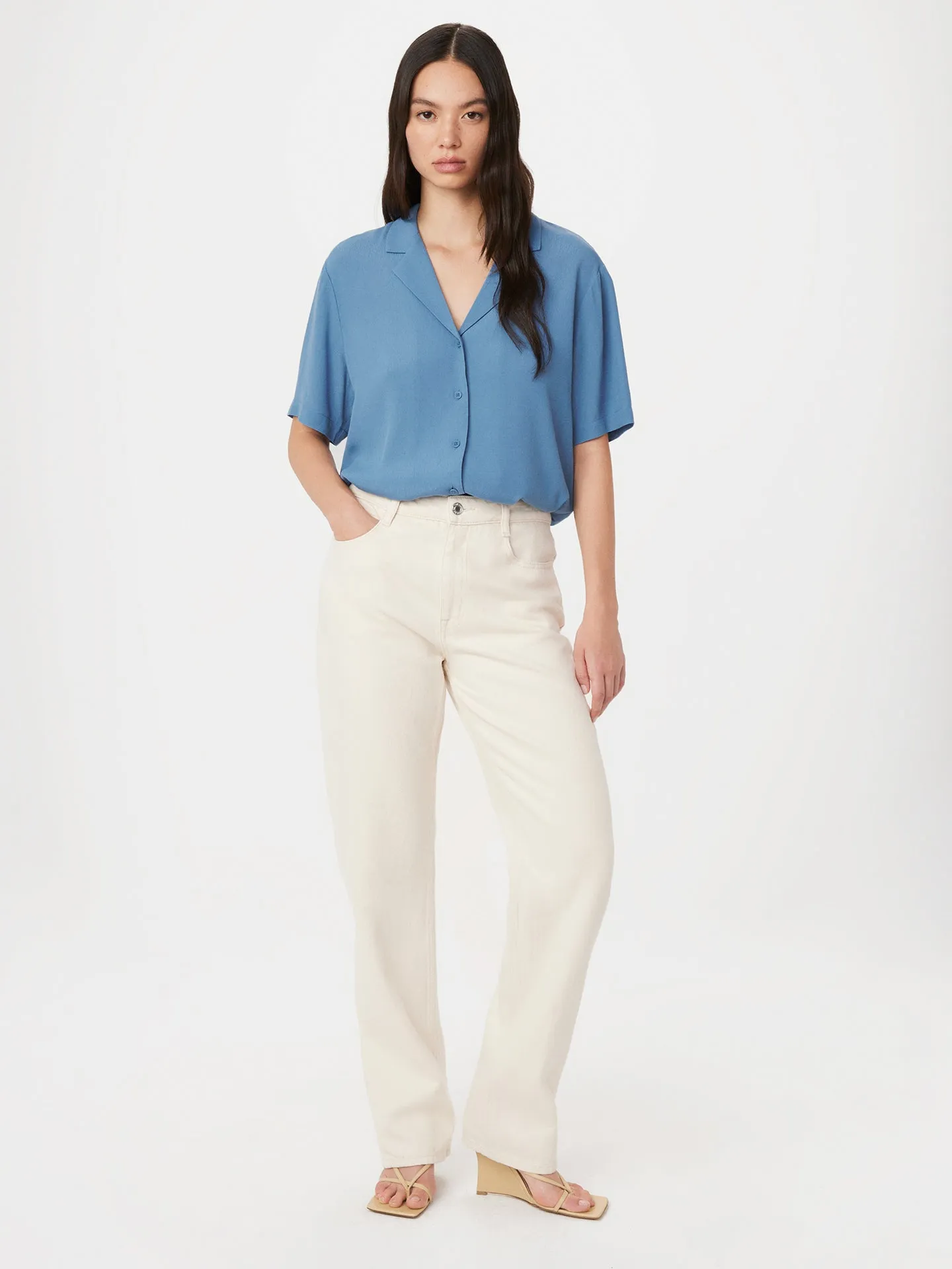 The Camp Collar Blouse in Coronet Blue sold by Frank & Oak