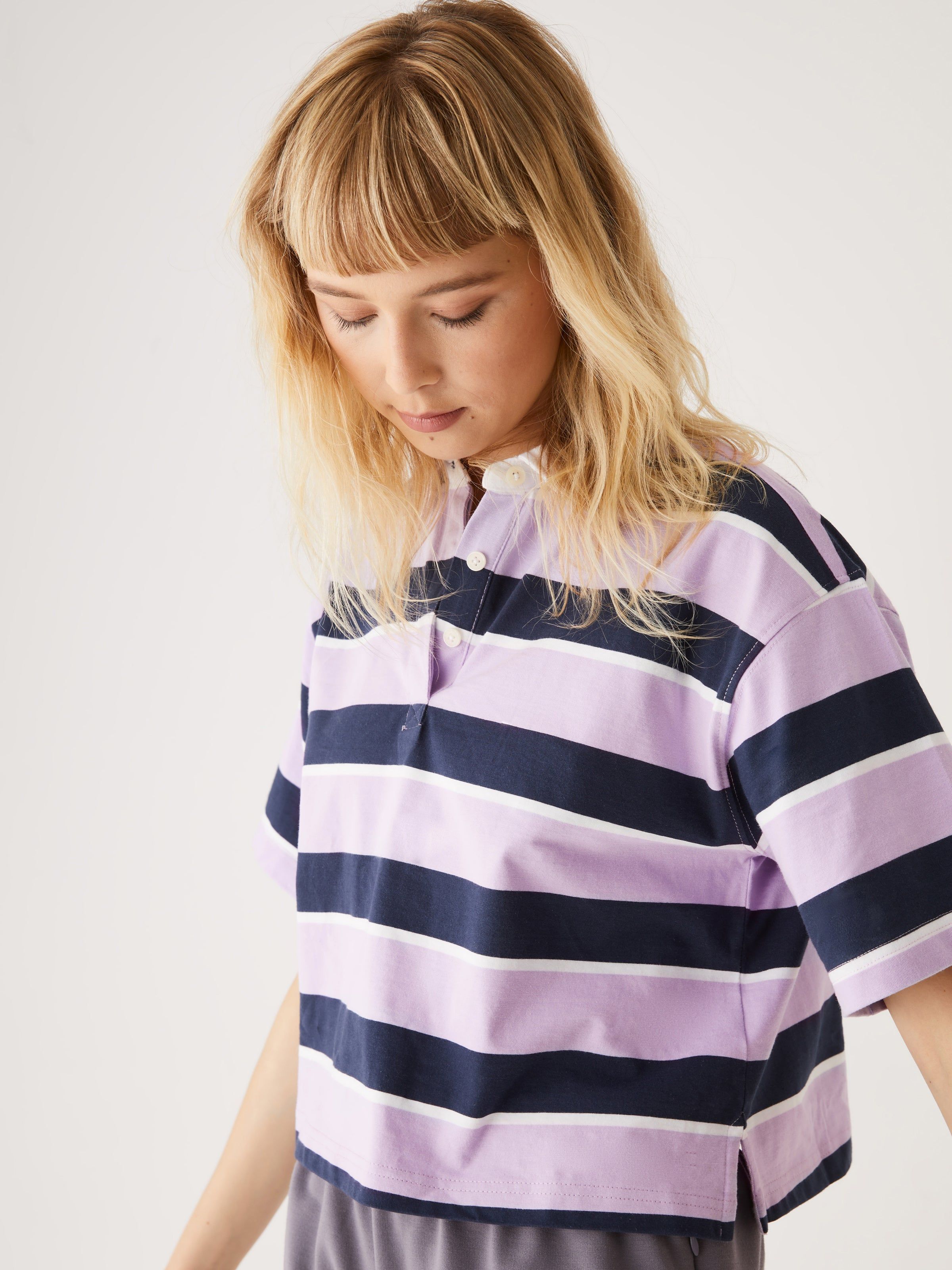 The Cropped Organic Cotton Polo in Purple sold by Frank & Oak product image thumbnail 3