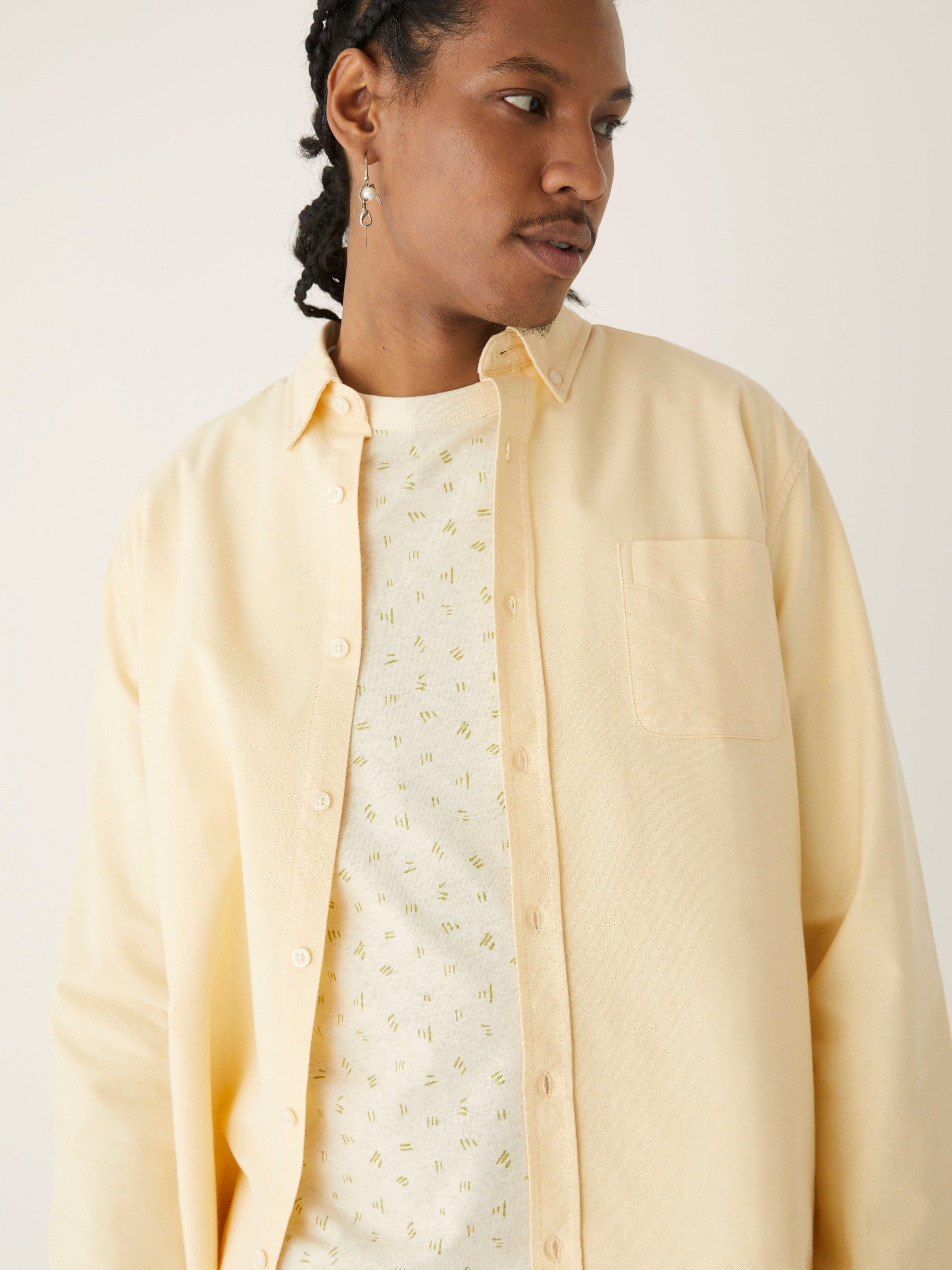 The Marled Jasper Oxford Shirt in Custard sold by Frank & Oak product image thumbnail 3