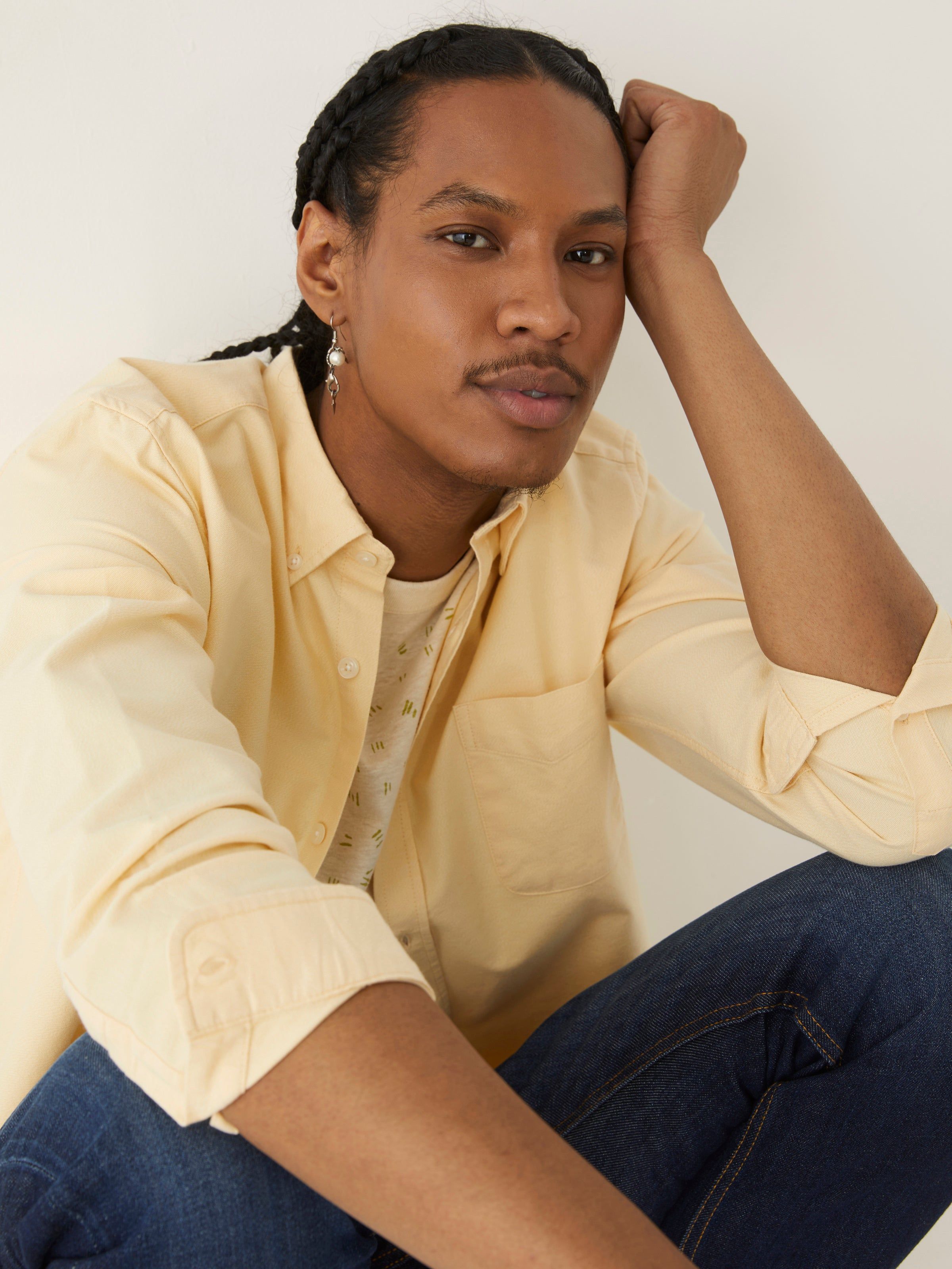 The Marled Jasper Oxford Shirt in Custard sold by Frank & Oak product image thumbnail 5