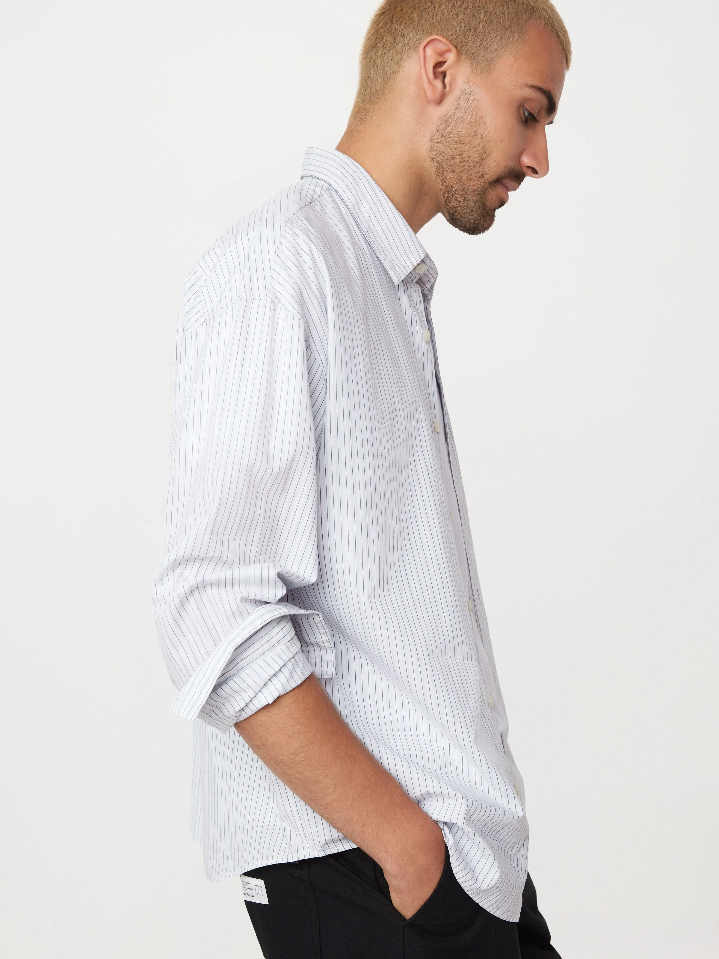 The Loose Poplin Shirt in Pastel Blue sold by Frank & Oak