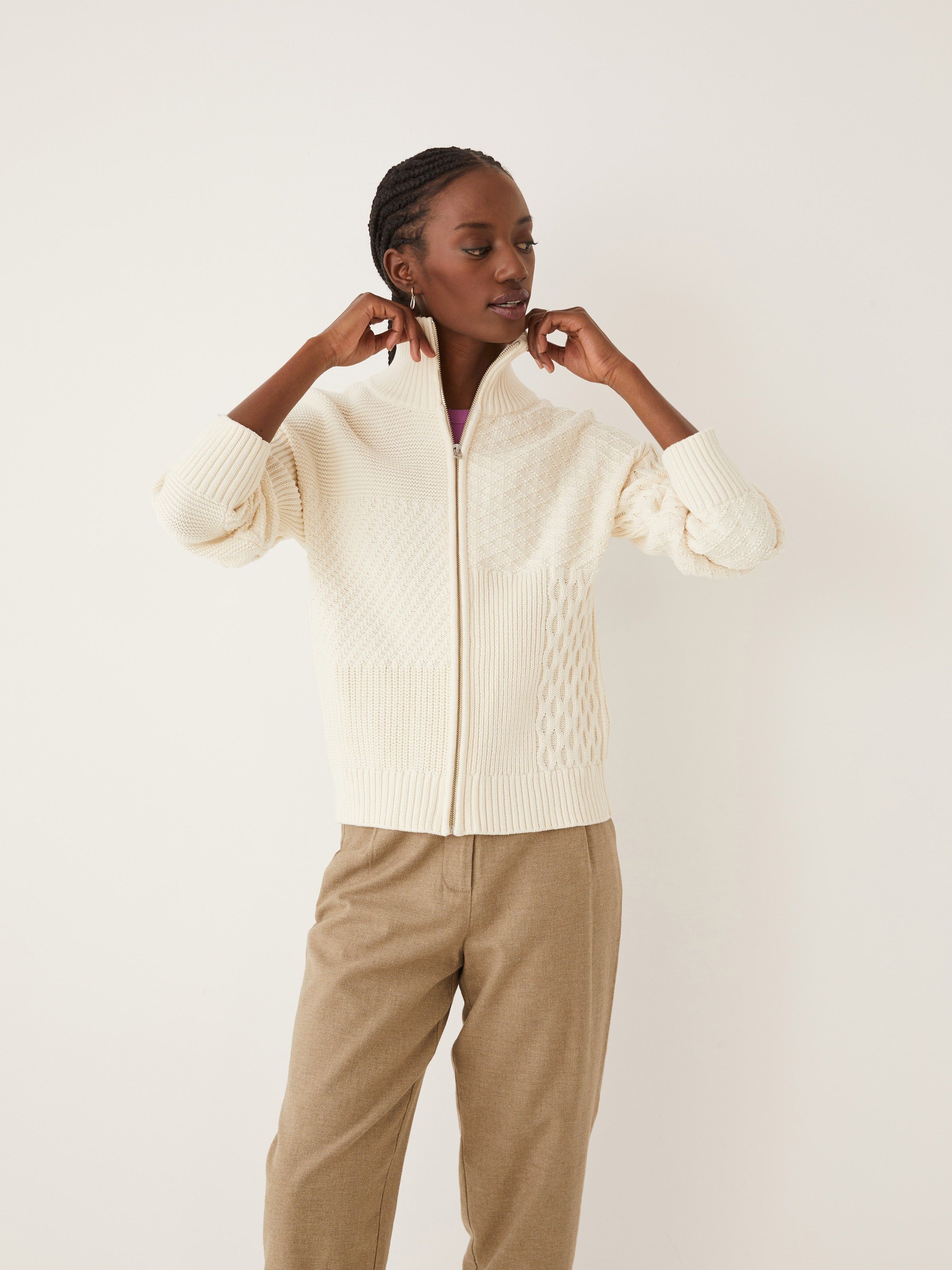The Patchwork Sweater in White sold by Frank & Oak product image thumbnail 3