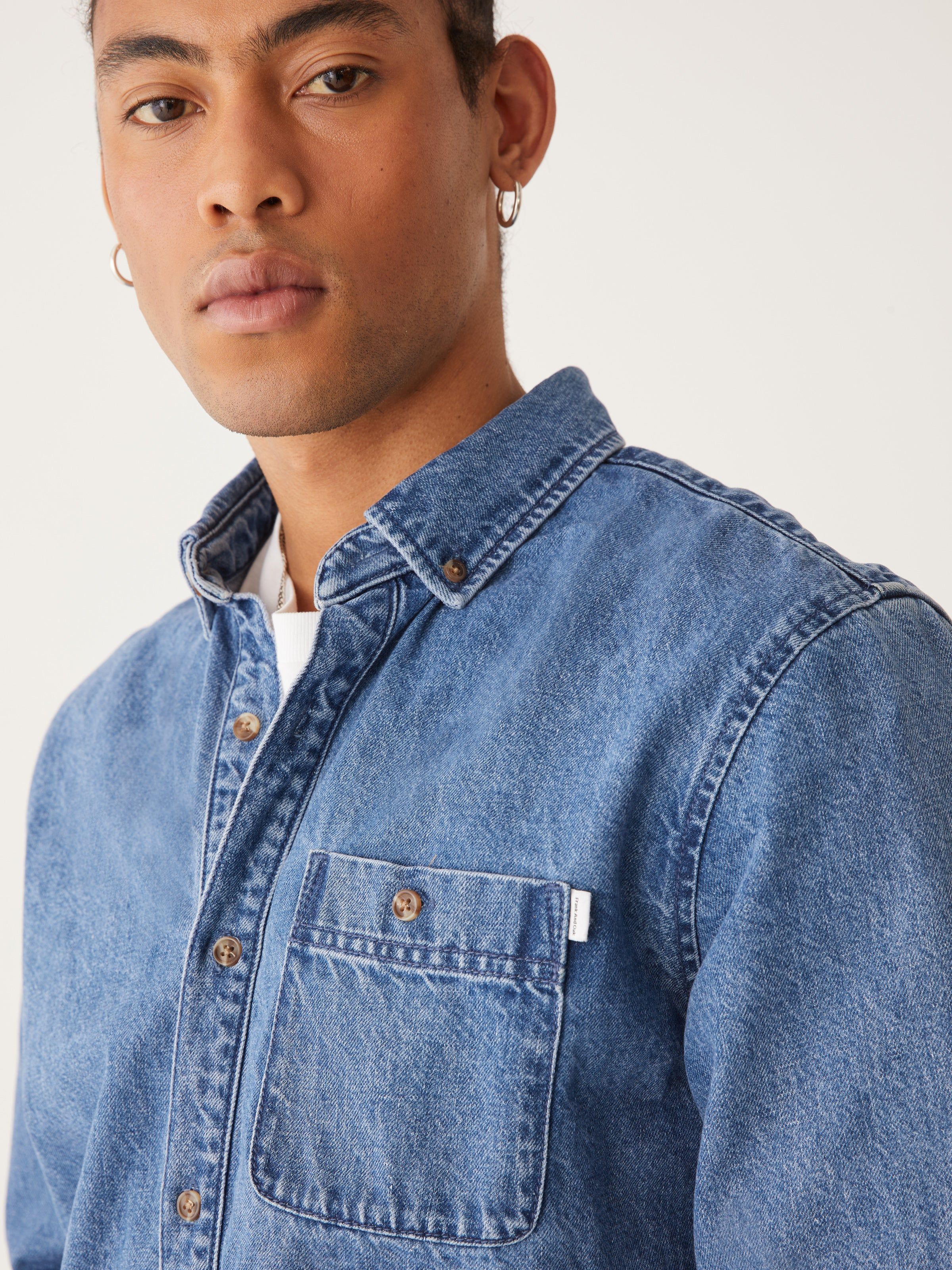 The Clark Denim Shirt in Light Blue sold by Frank & Oak product image thumbnail 3