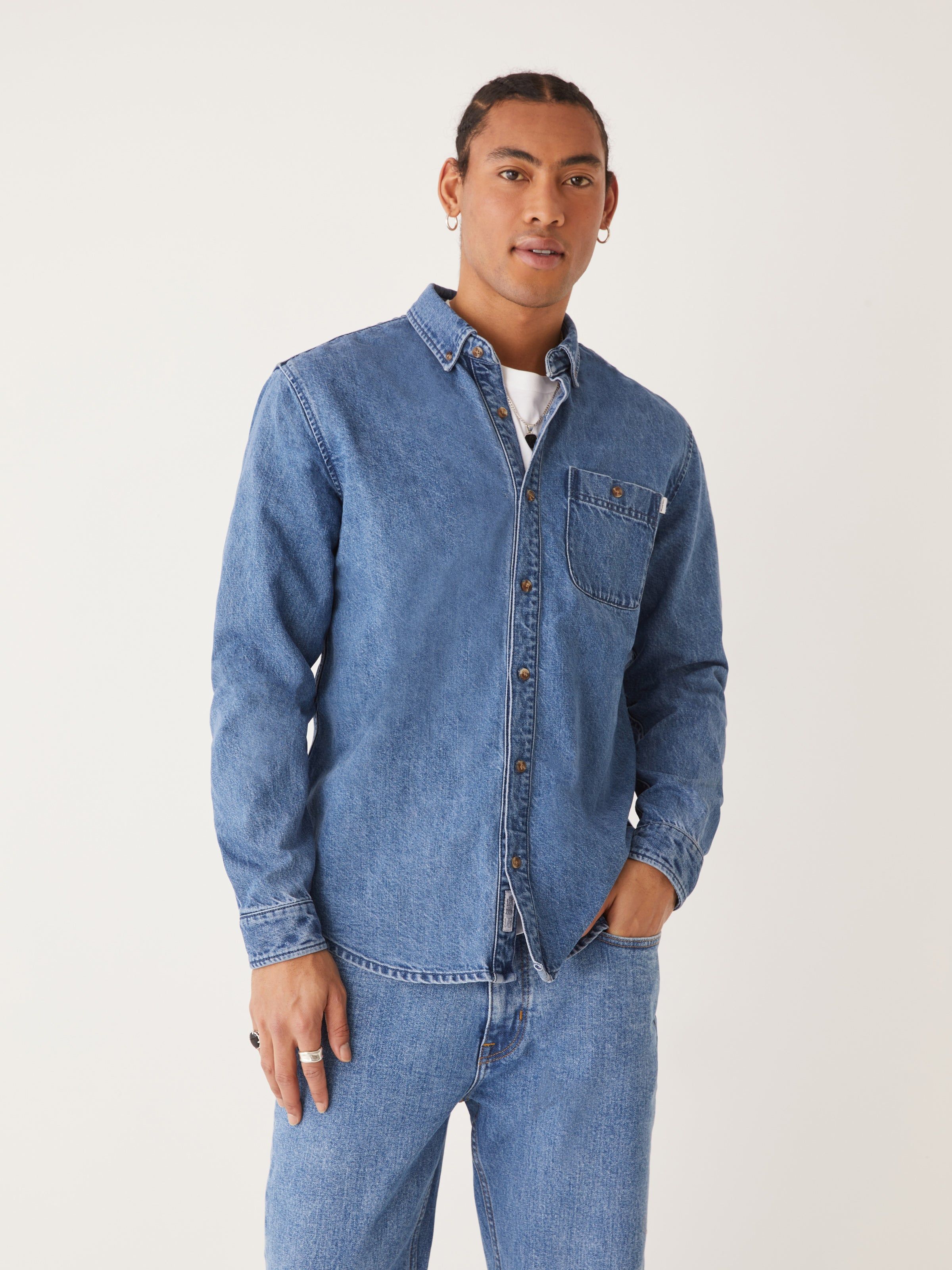 The Clark Denim Shirt in Light Blue sold by Frank & Oak product image thumbnail 2