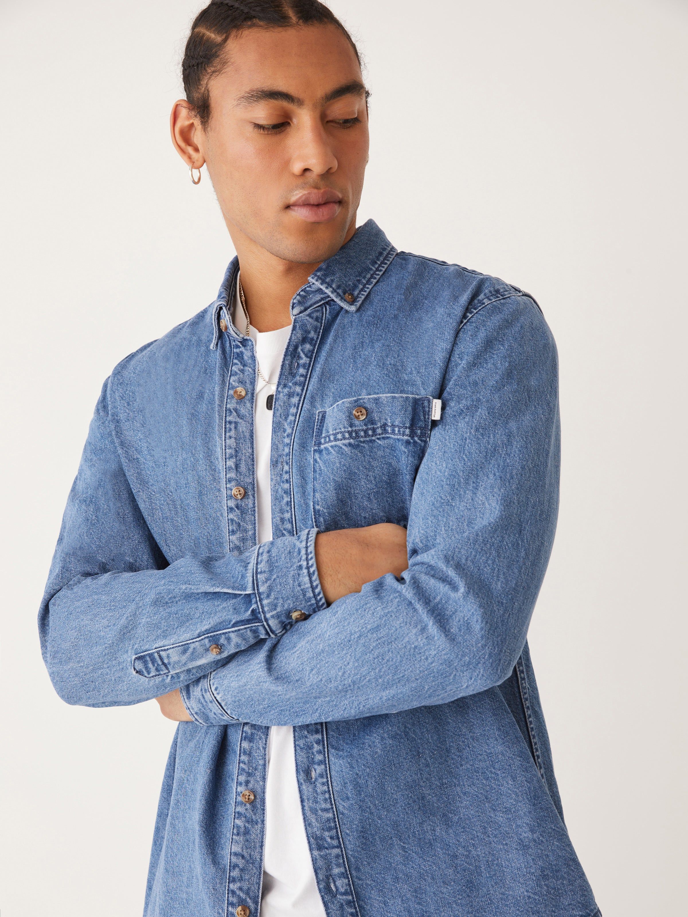 The Clark Denim Shirt in Light Blue sold by Frank & Oak product image thumbnail 4