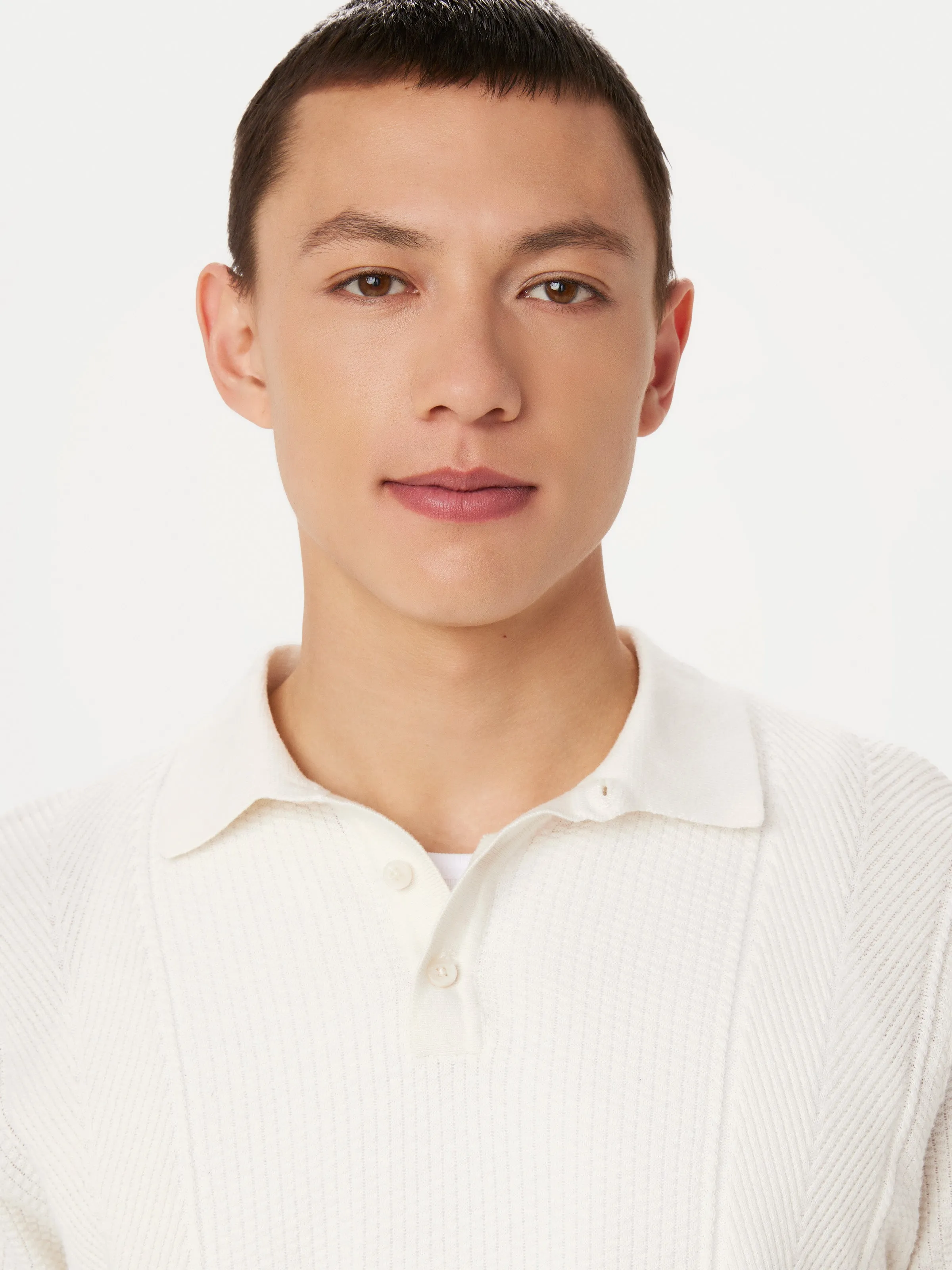 The Mixed-Stitch Polo in Cloud sold by Frank & Oak product image thumbnail 3