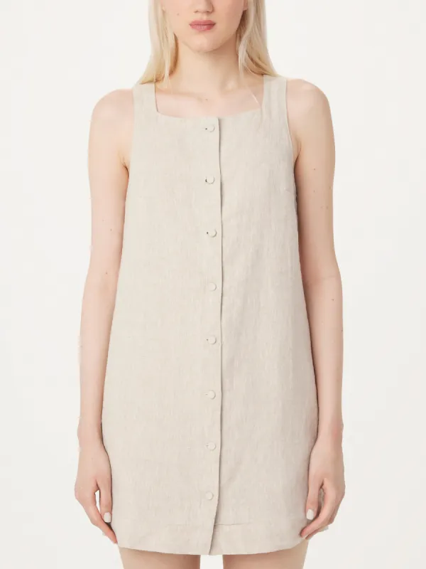 The Pinafore Linen Dress in Light Beige sold by Frank & Oak