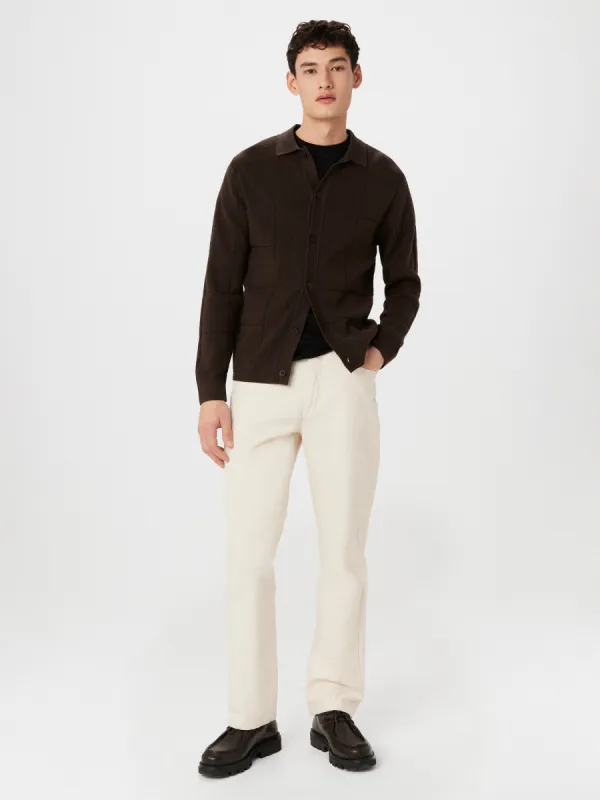 The SeaCell™ Knit Overshirt in Dark Chocolate sold by Frank & Oak