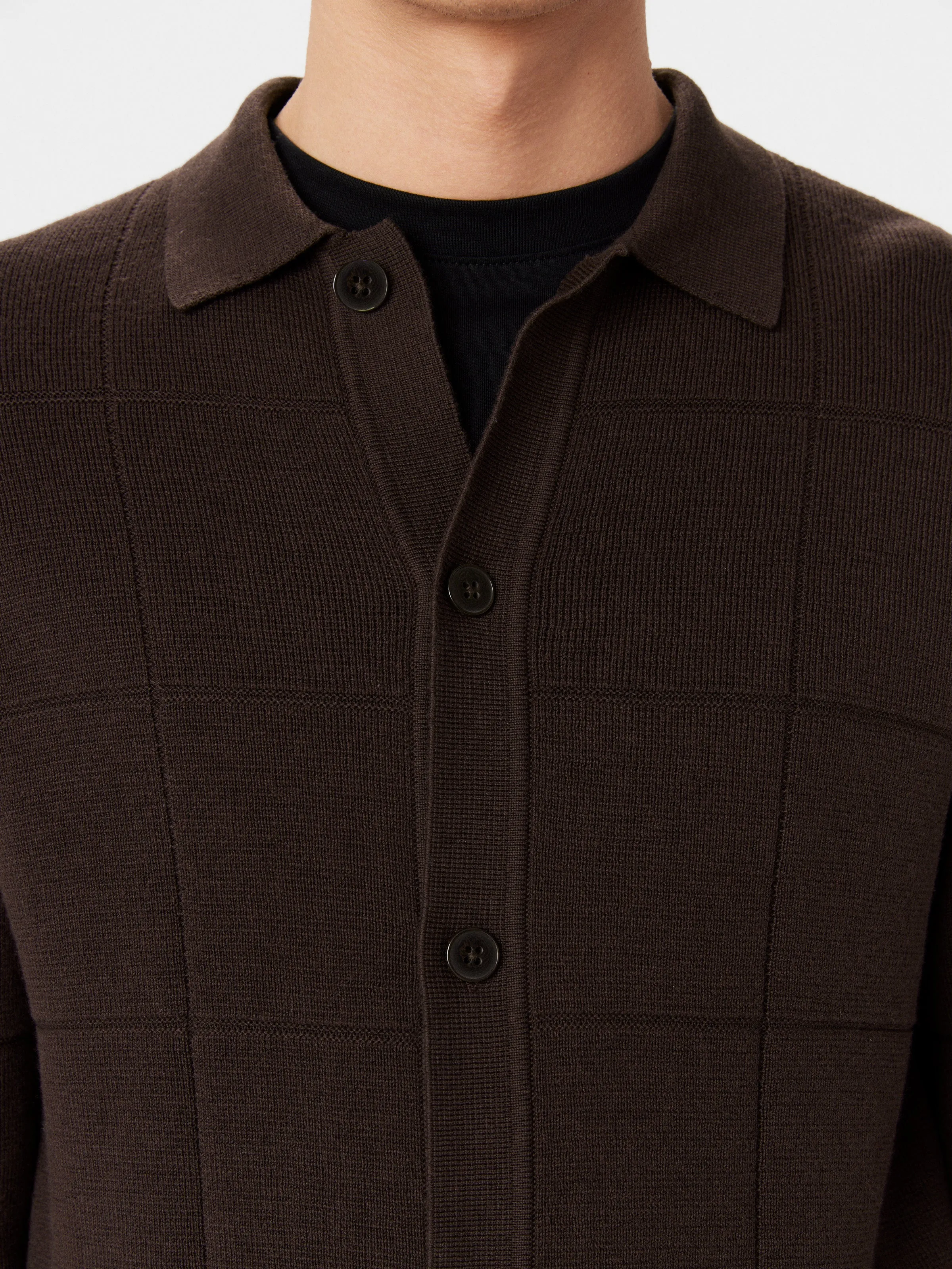 The SeaCell™ Knit Overshirt in Dark Chocolate sold by Frank & Oak product image thumbnail 2
