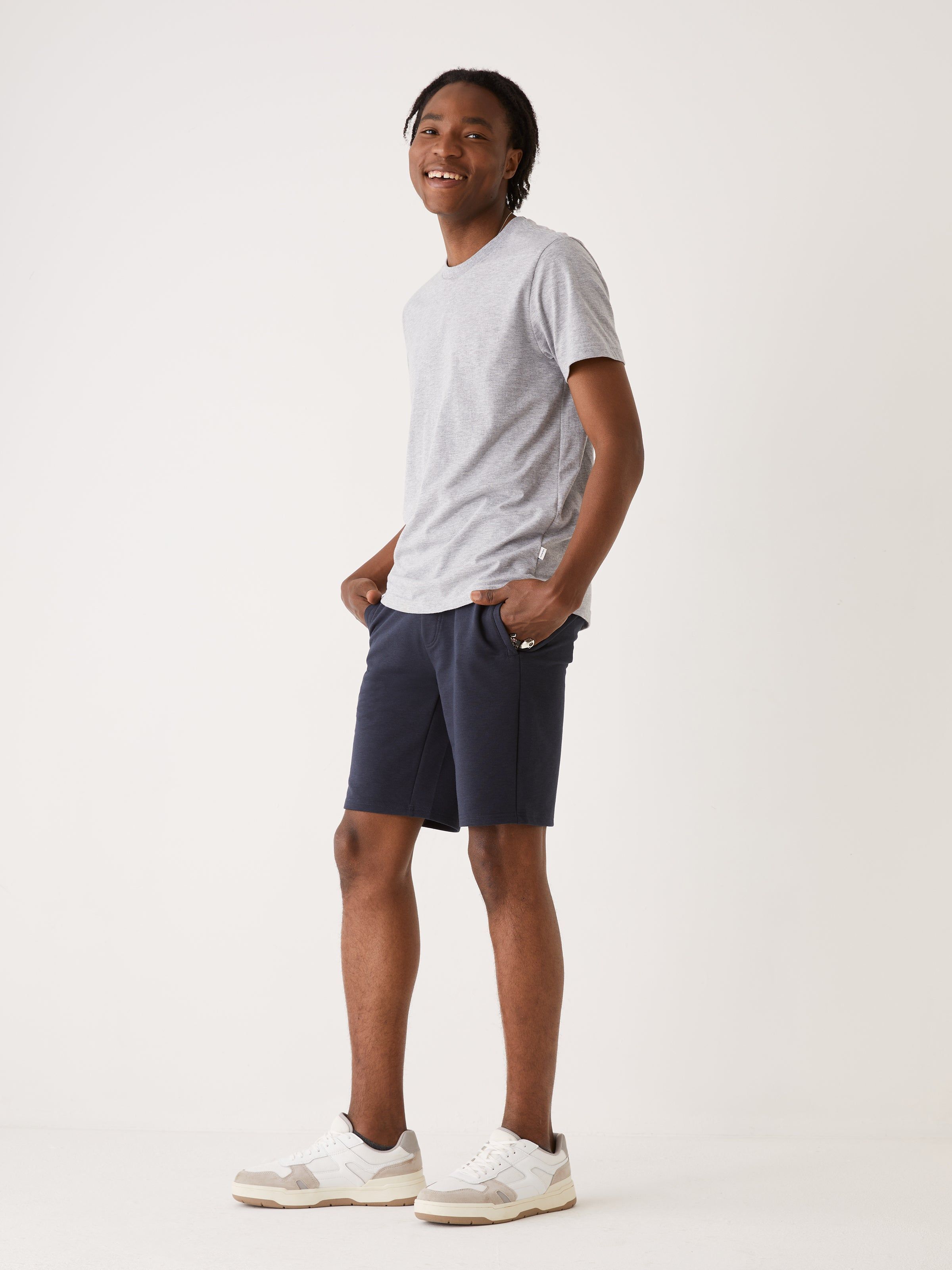 The Hybrid Sweatshort in Midnight Blue sold by Frank & Oak
