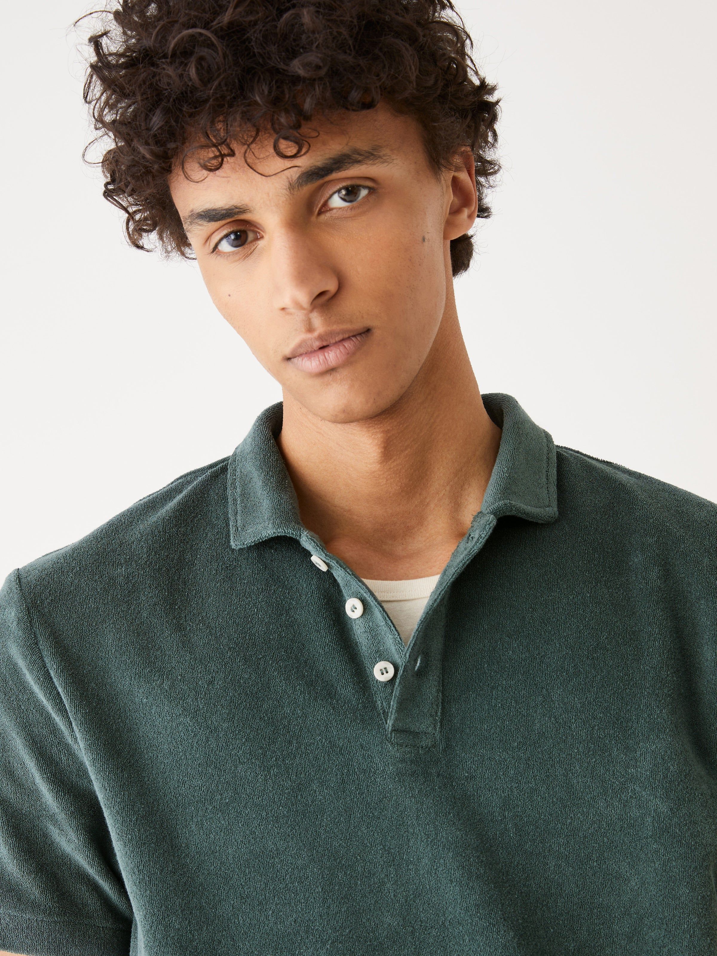 The Terry Cloth Polo Shirt in Green sold by Frank & Oak product image thumbnail 2