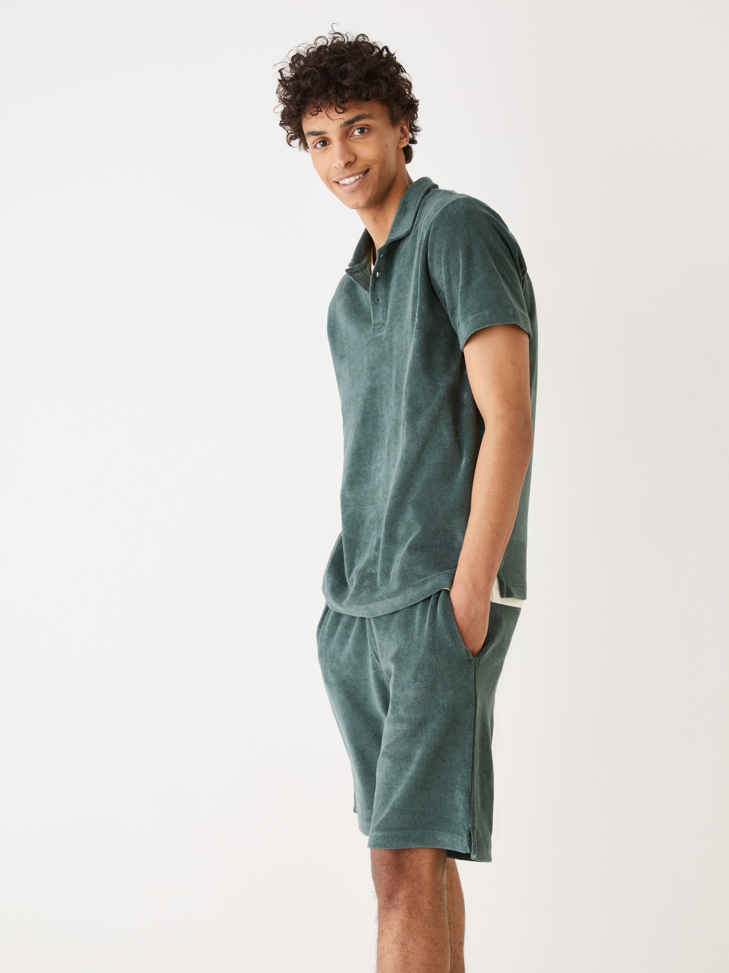 The Terry Cloth Polo Shirt in Green sold by Frank & Oak