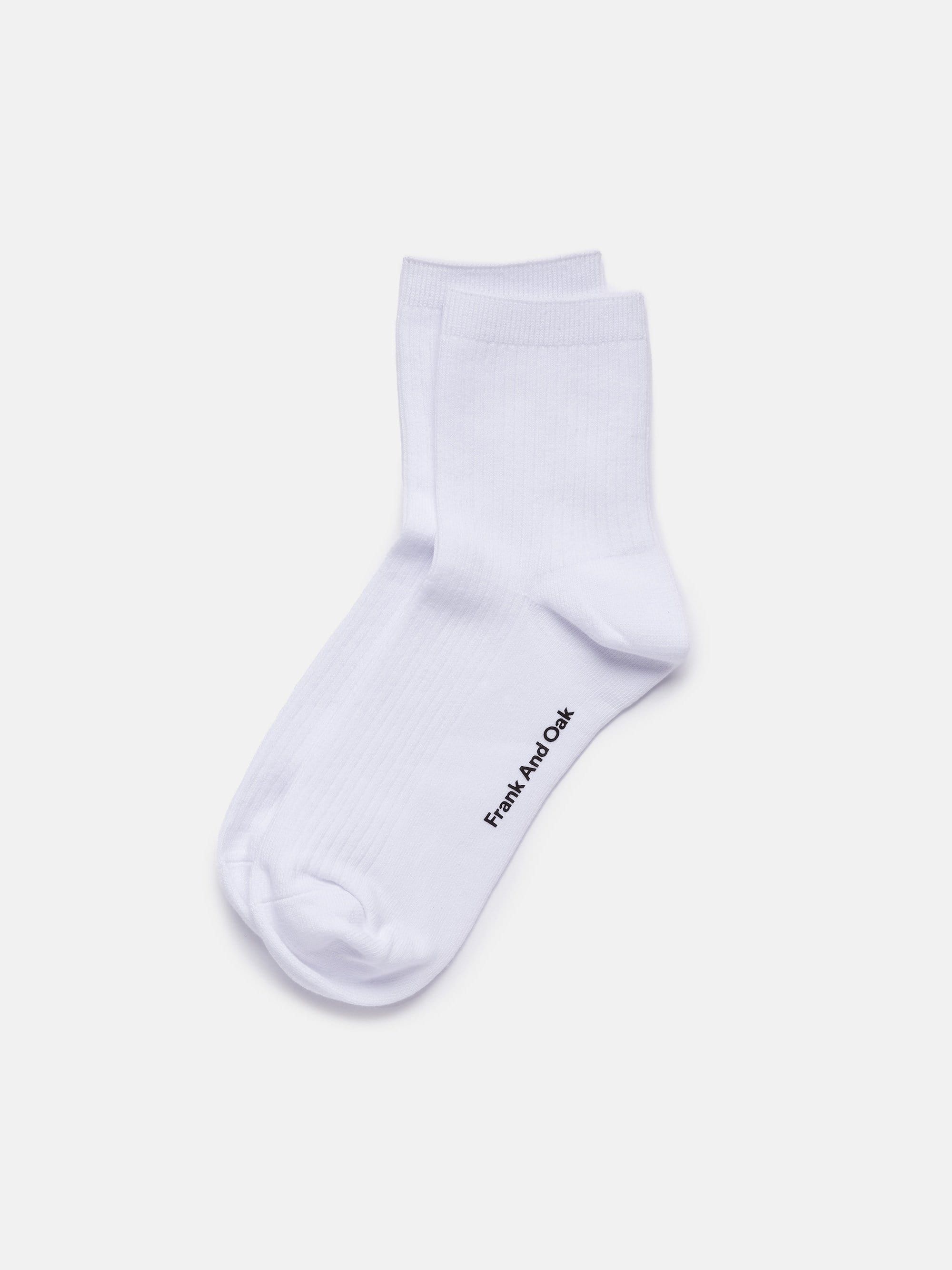 The Organic Cotton Ribbed Socks in White sold by Frank & Oak
