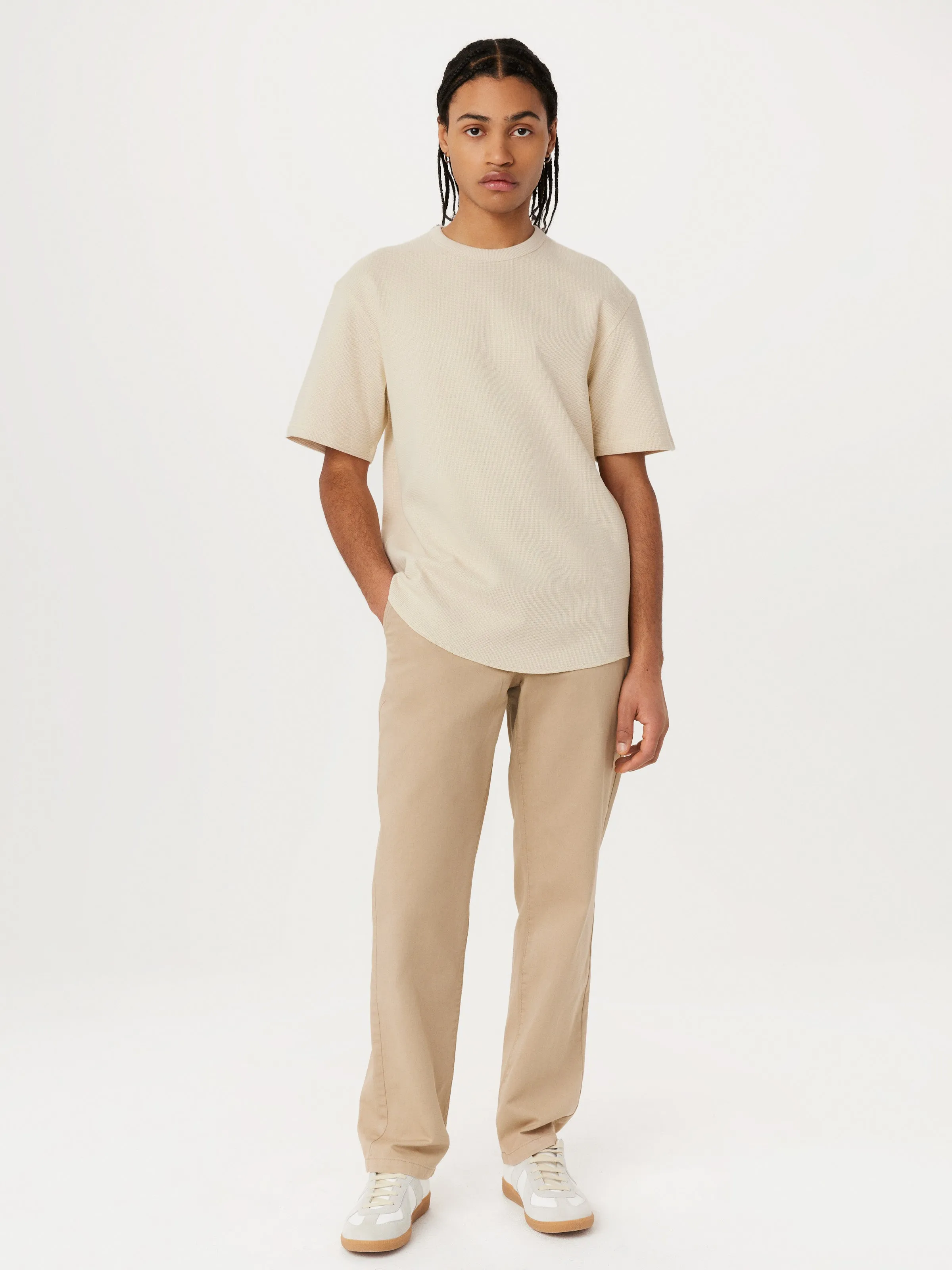 The Relaxed Waffle T-Shirt in Oatmeal sold by Frank & Oak