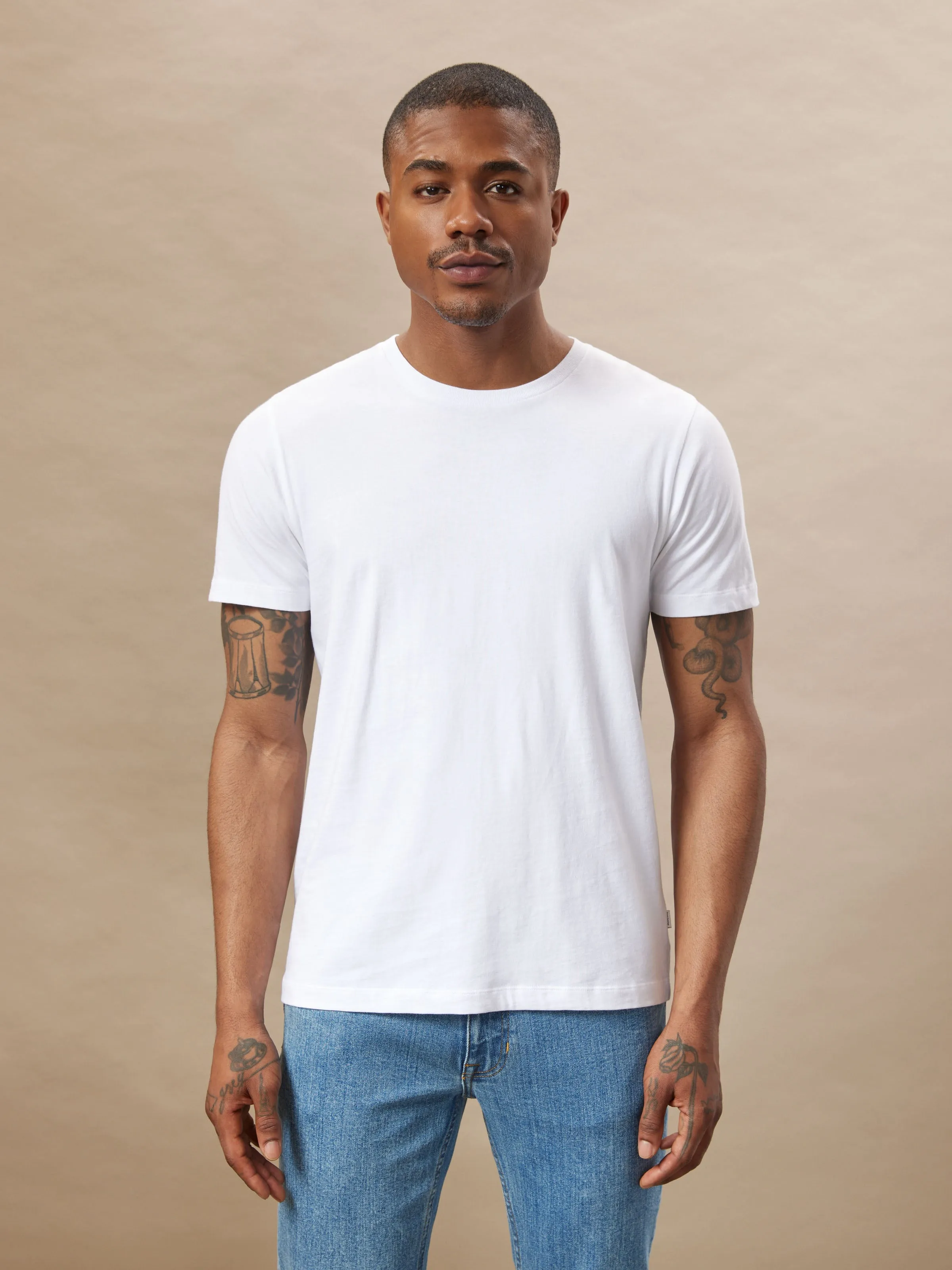 The Slim Fit Essential T-Shirt in Bright White sold by Frank & Oak