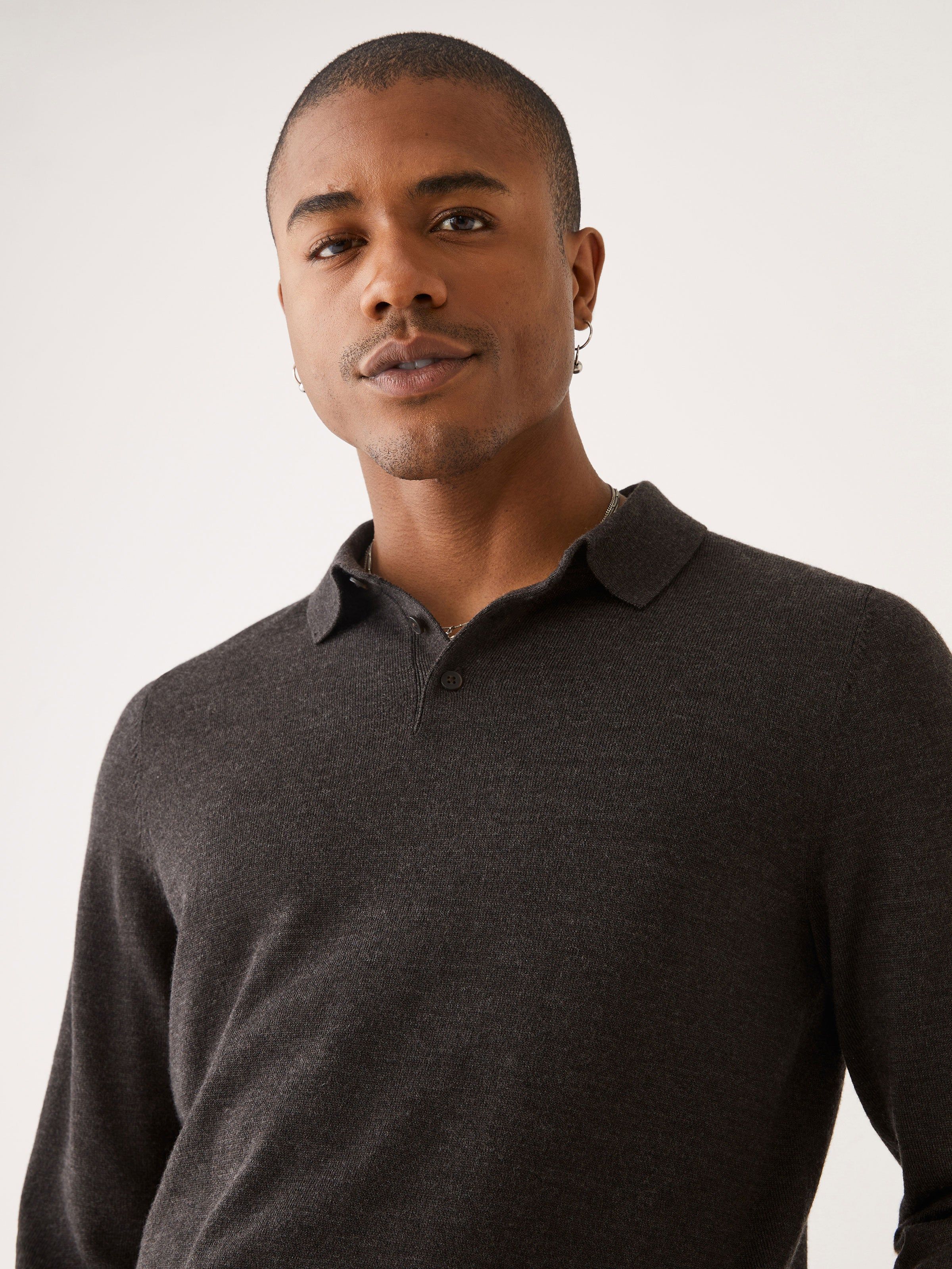 The Merino Wool Polo Sweater in Brown sold by Frank & Oak
