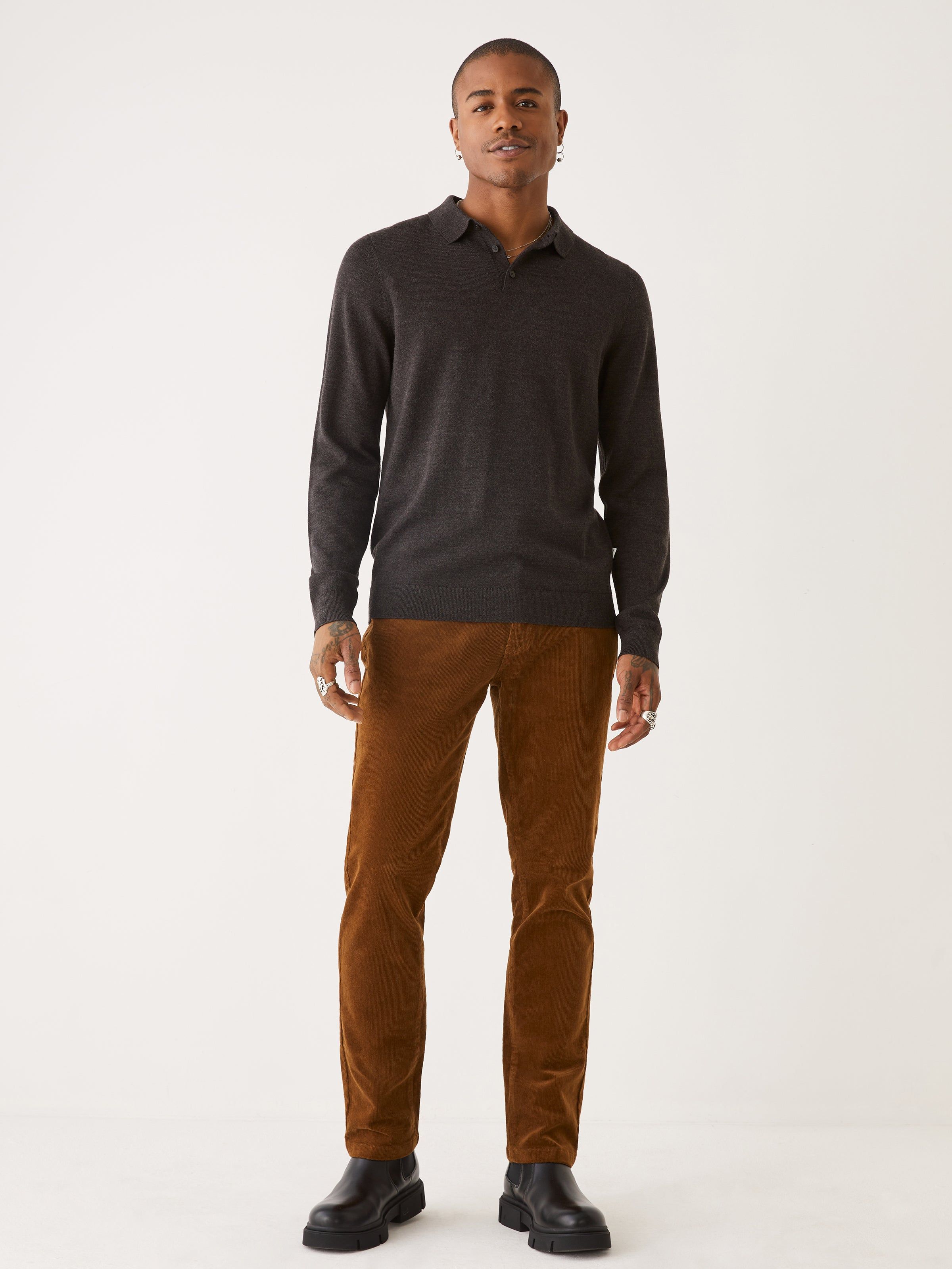 The Merino Wool Polo Sweater in Brown sold by Frank & Oak product image thumbnail 3