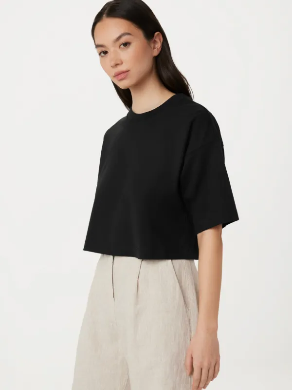 The Cropped Boxy T-Shirt in Black sold by Frank & Oak