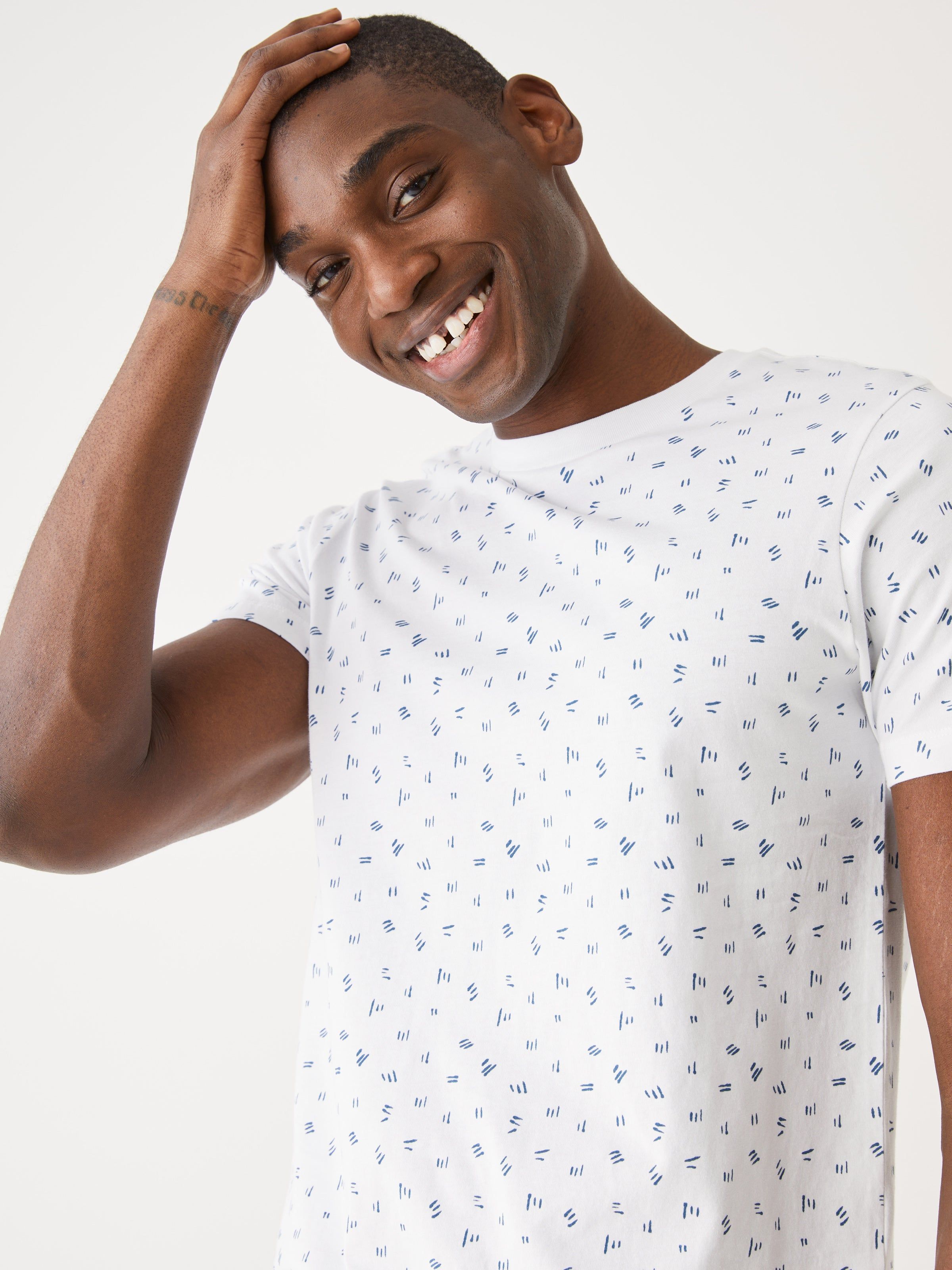 The Slim Fit Printed T-Shirt in Bright White sold by Frank & Oak