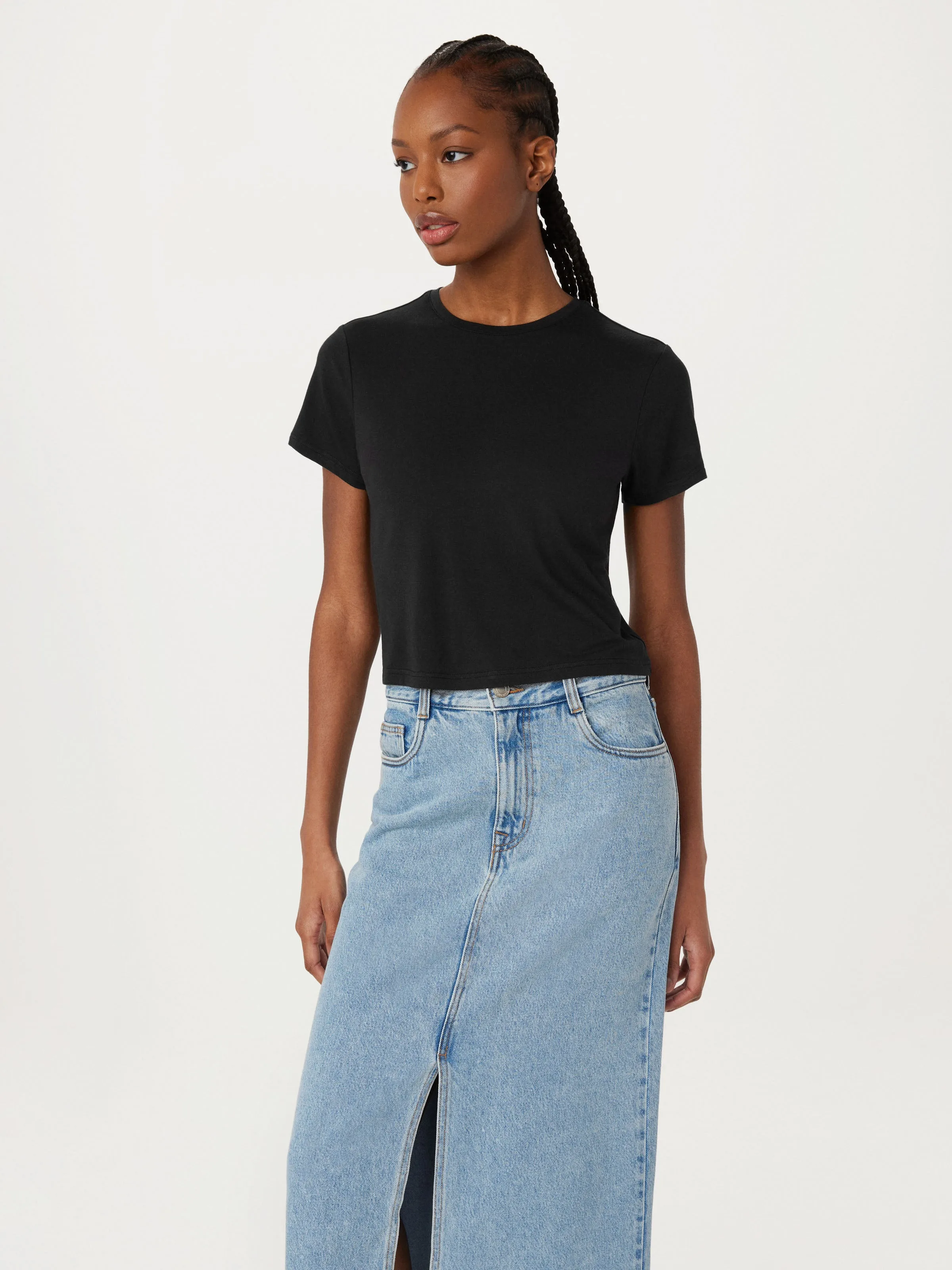 The Relaxed Fluid T-Shirt in Black sold by Frank & Oak