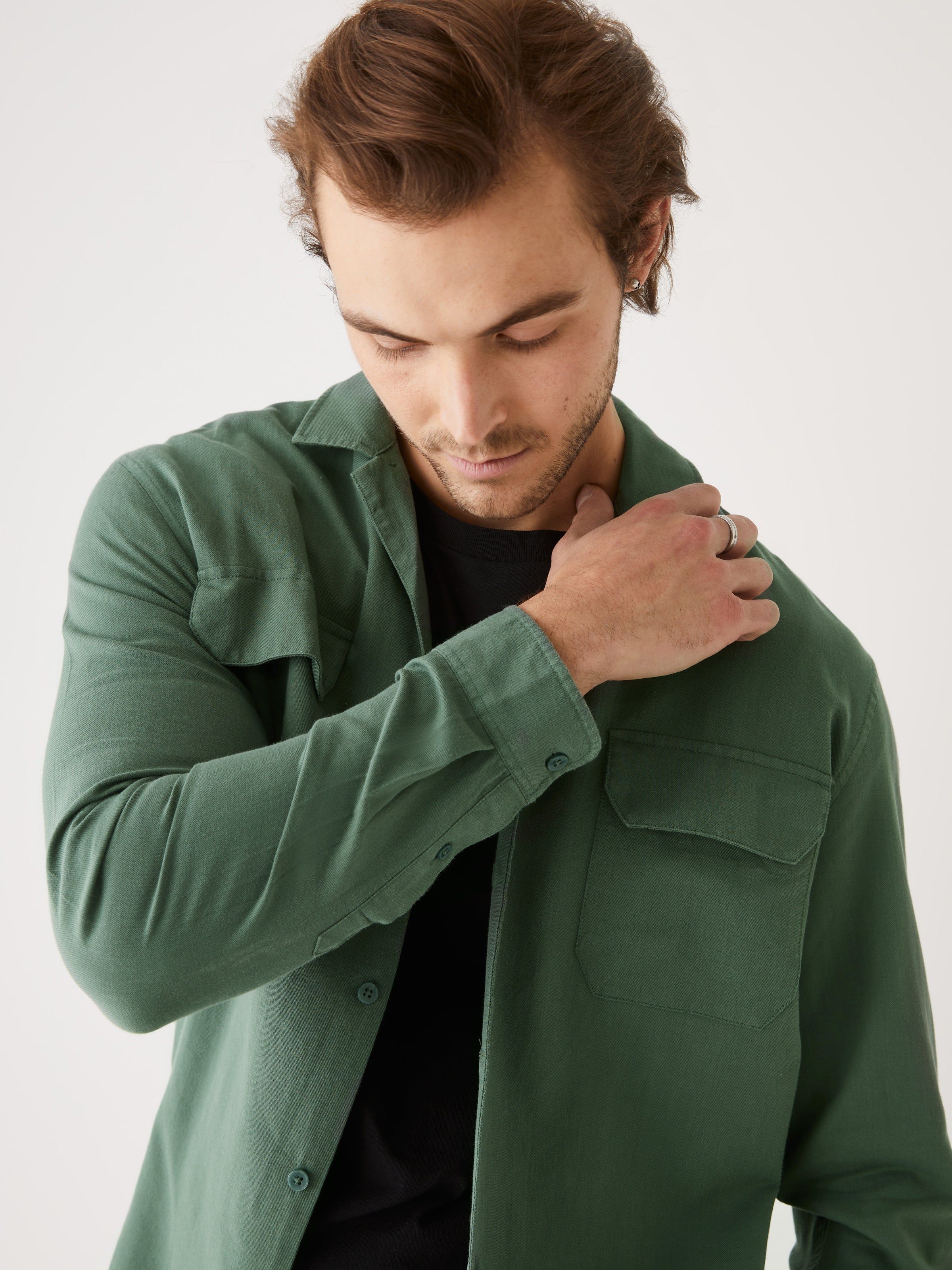 The Twill Button-Down Shirt in Green sold by Frank & Oak product image thumbnail 3