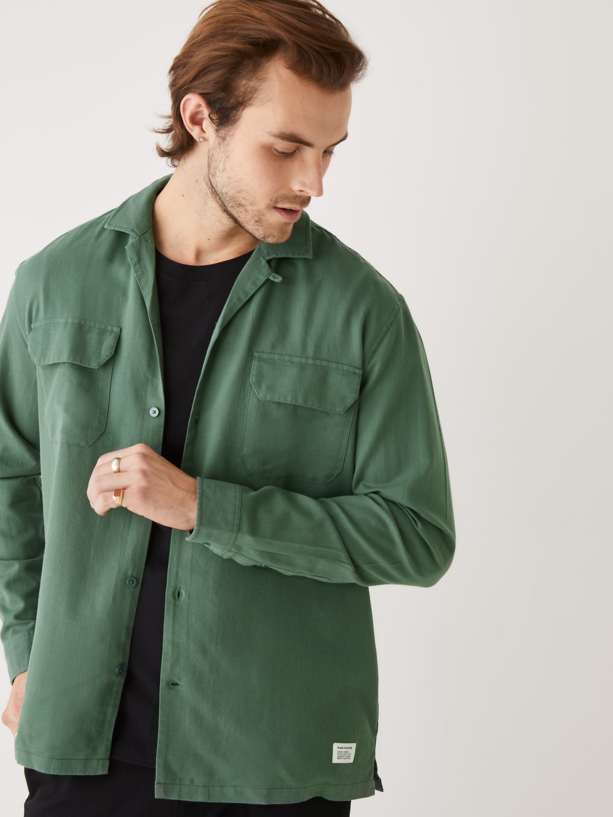 The Twill Button-Down Shirt in Green sold by Frank & Oak product image thumbnail 2