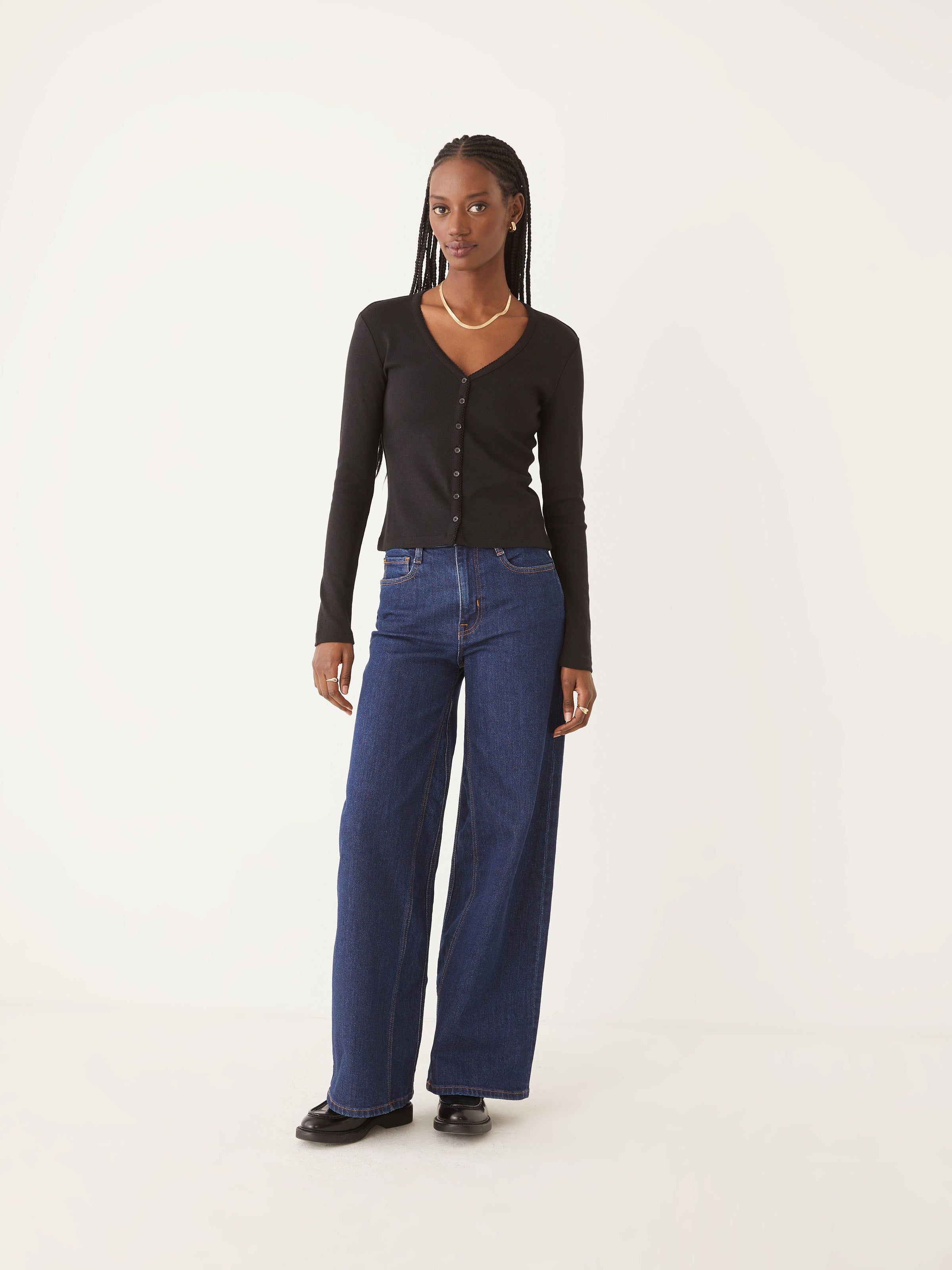 The Pointelle Button-Up Top in Black sold by Frank & Oak product image thumbnail 2