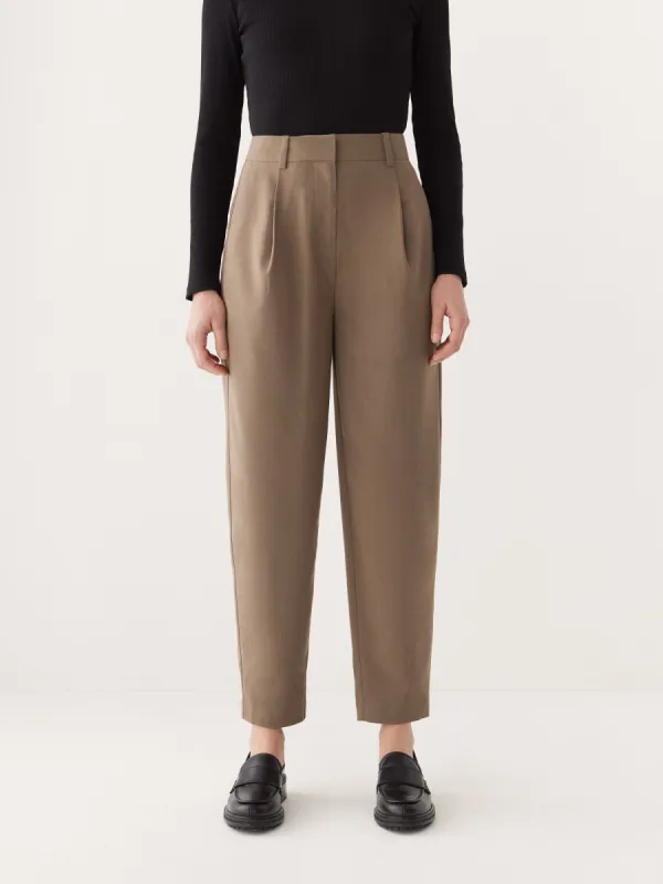 The Amelia Balloon Pant in Muted Brown sold by Frank & Oak
