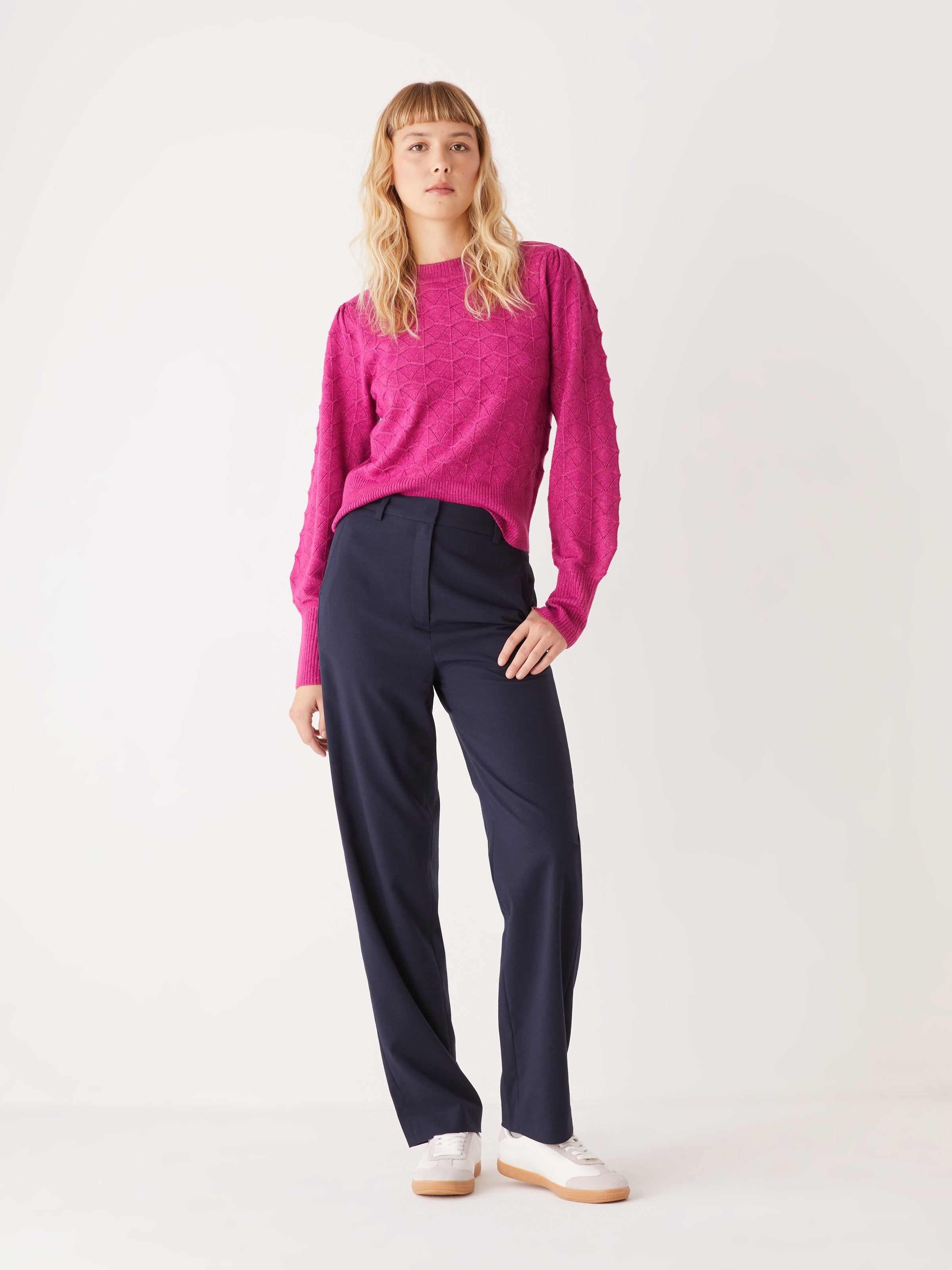 The Pointelle Sweater in Fuchsia sold by Frank & Oak product image thumbnail 2