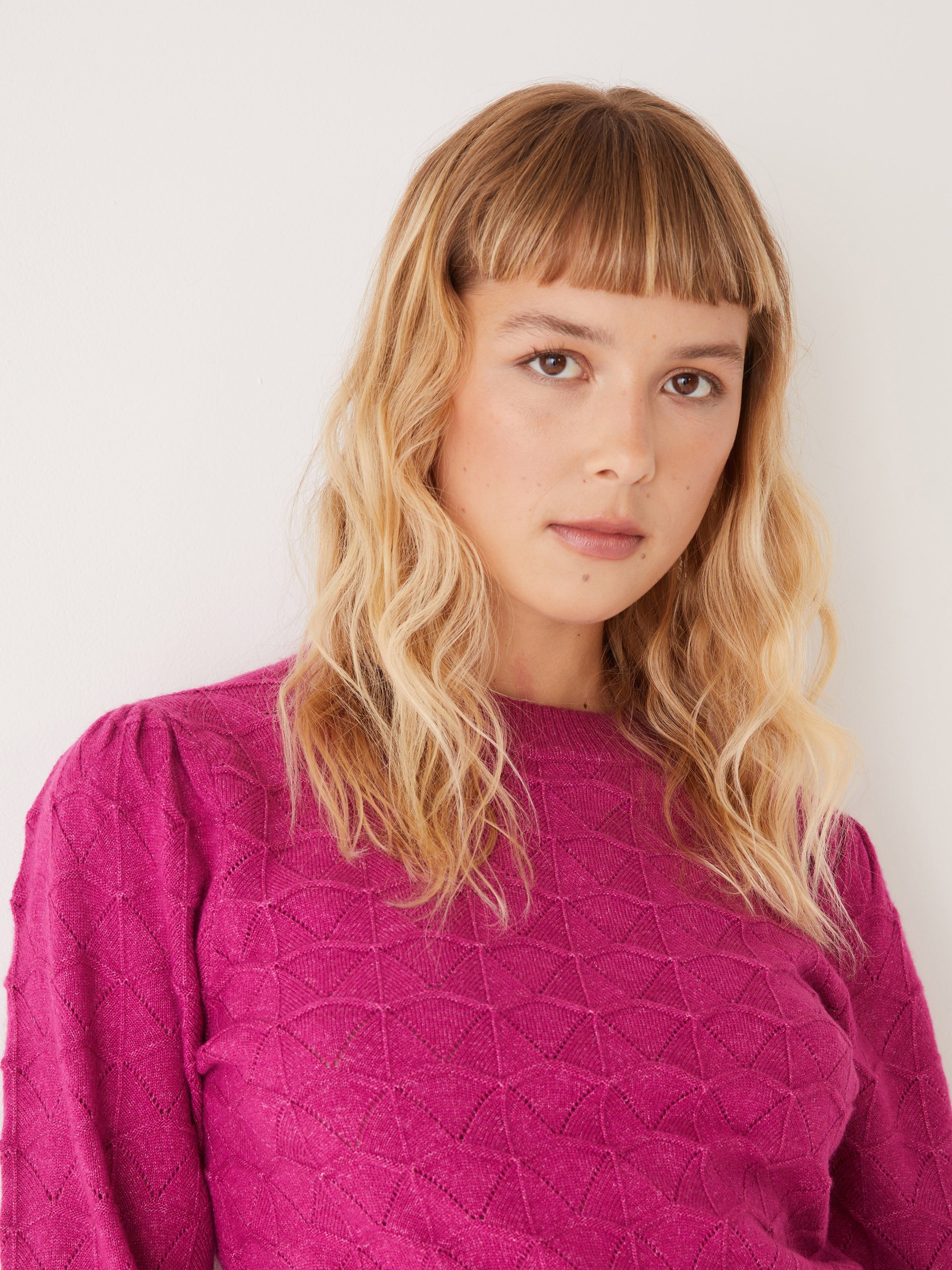 The Pointelle Sweater in Fuchsia sold by Frank & Oak product image thumbnail 3