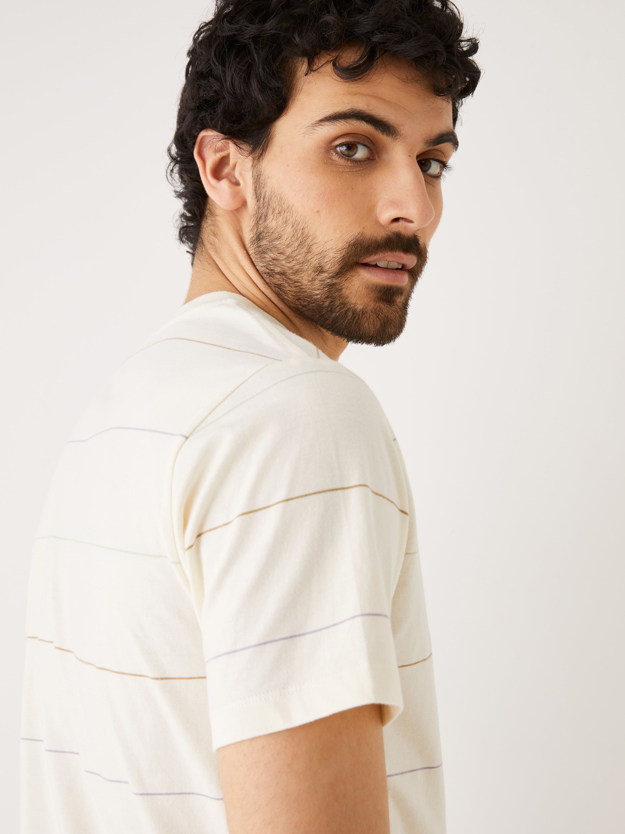 The Striped Slim Fit T-Shirt in White sold by Frank & Oak product image thumbnail 5