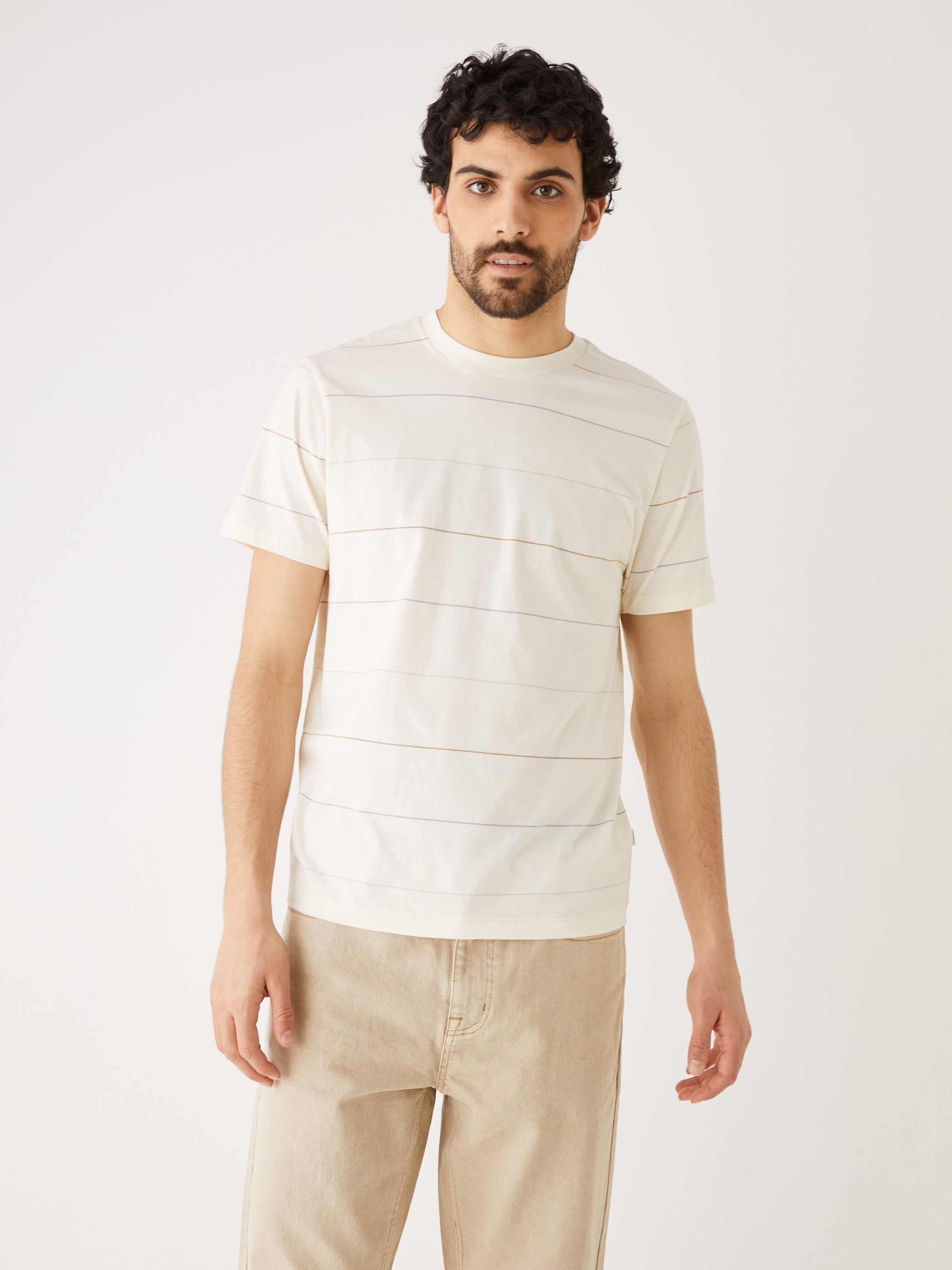 The Striped Slim Fit T-Shirt in White sold by Frank & Oak product image thumbnail 3