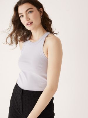 The Organic Cotton Rib Tank in Ash Lavender made by Frank & Oak