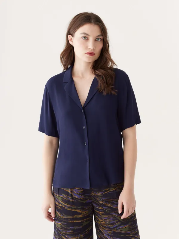 The Camp Collar Blouse in Night Sky Blue sold by Frank & Oak