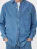 The Hemp Blend Shirt in Washed Blue sold by Frank & Oak