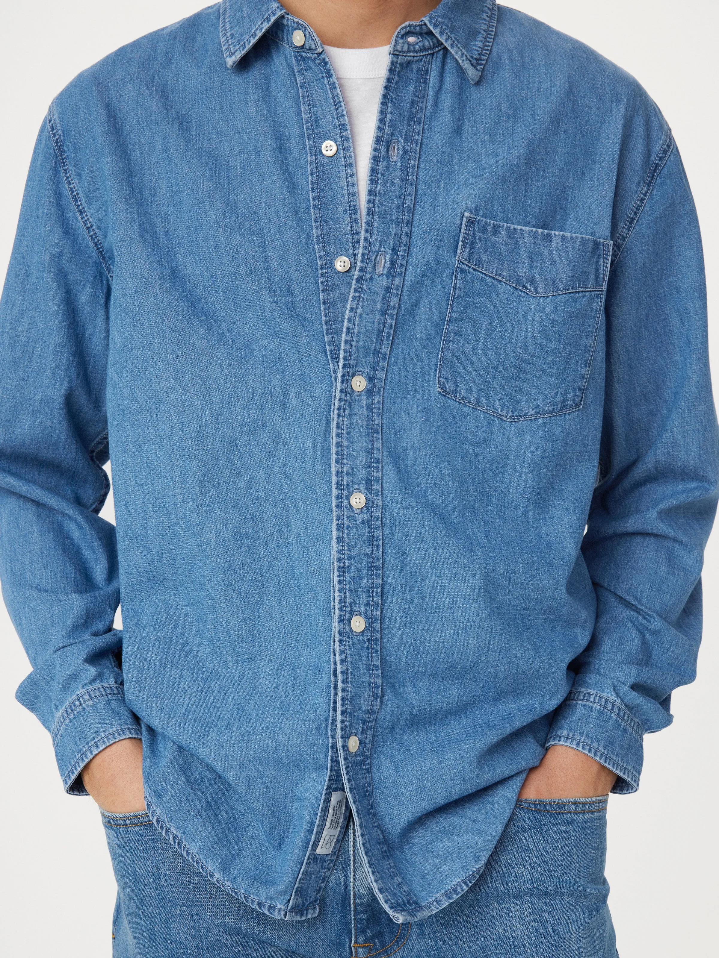 The Hemp Blend Shirt in Washed Blue sold by Frank & Oak product image thumbnail 5