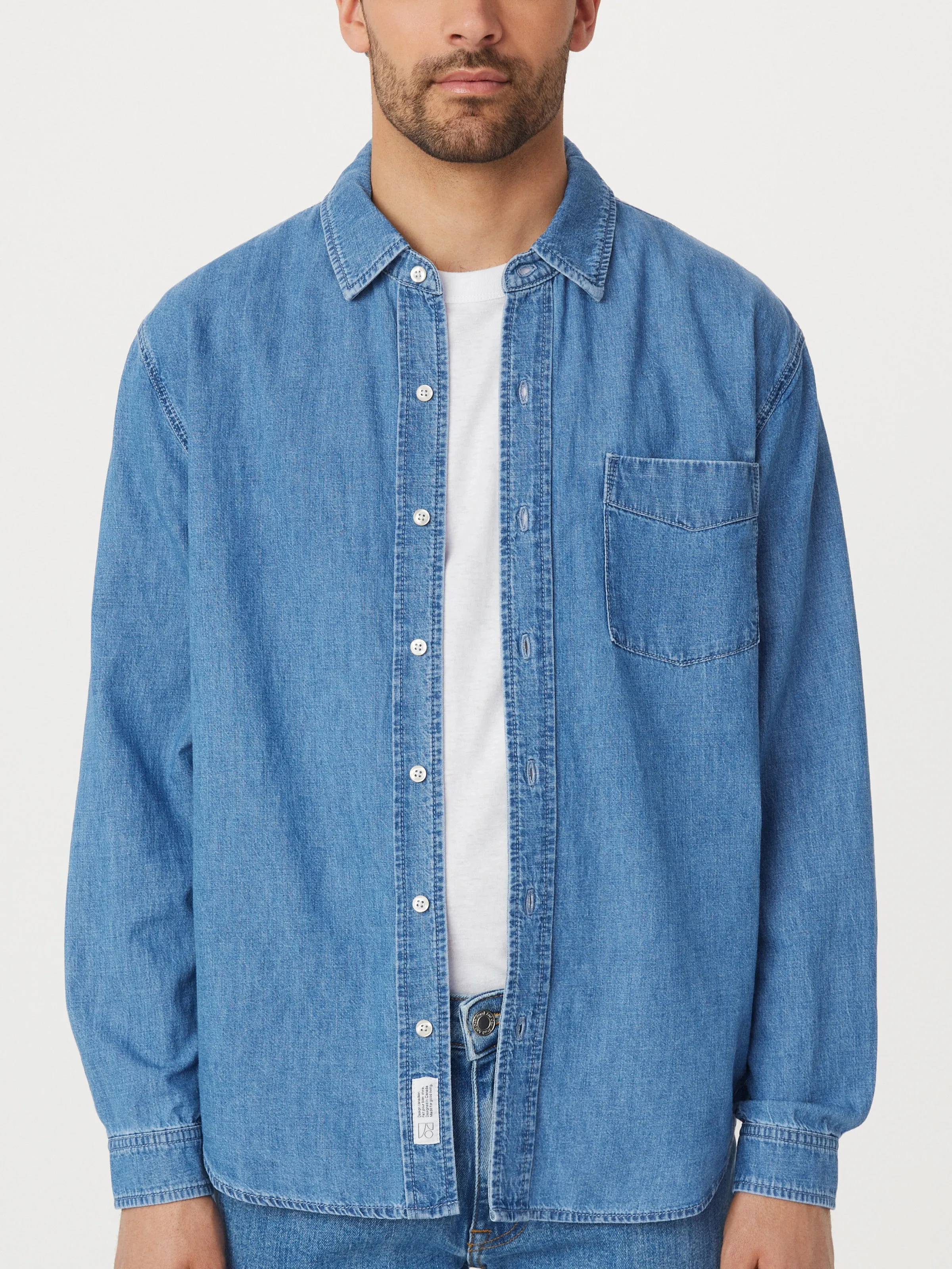 The Hemp Blend Shirt in Washed Blue sold by Frank & Oak product image thumbnail 3