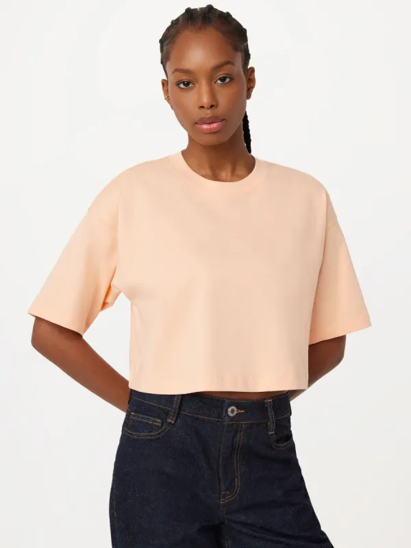 The Cropped Boxy T-Shirt in Peach sold by Frank & Oak