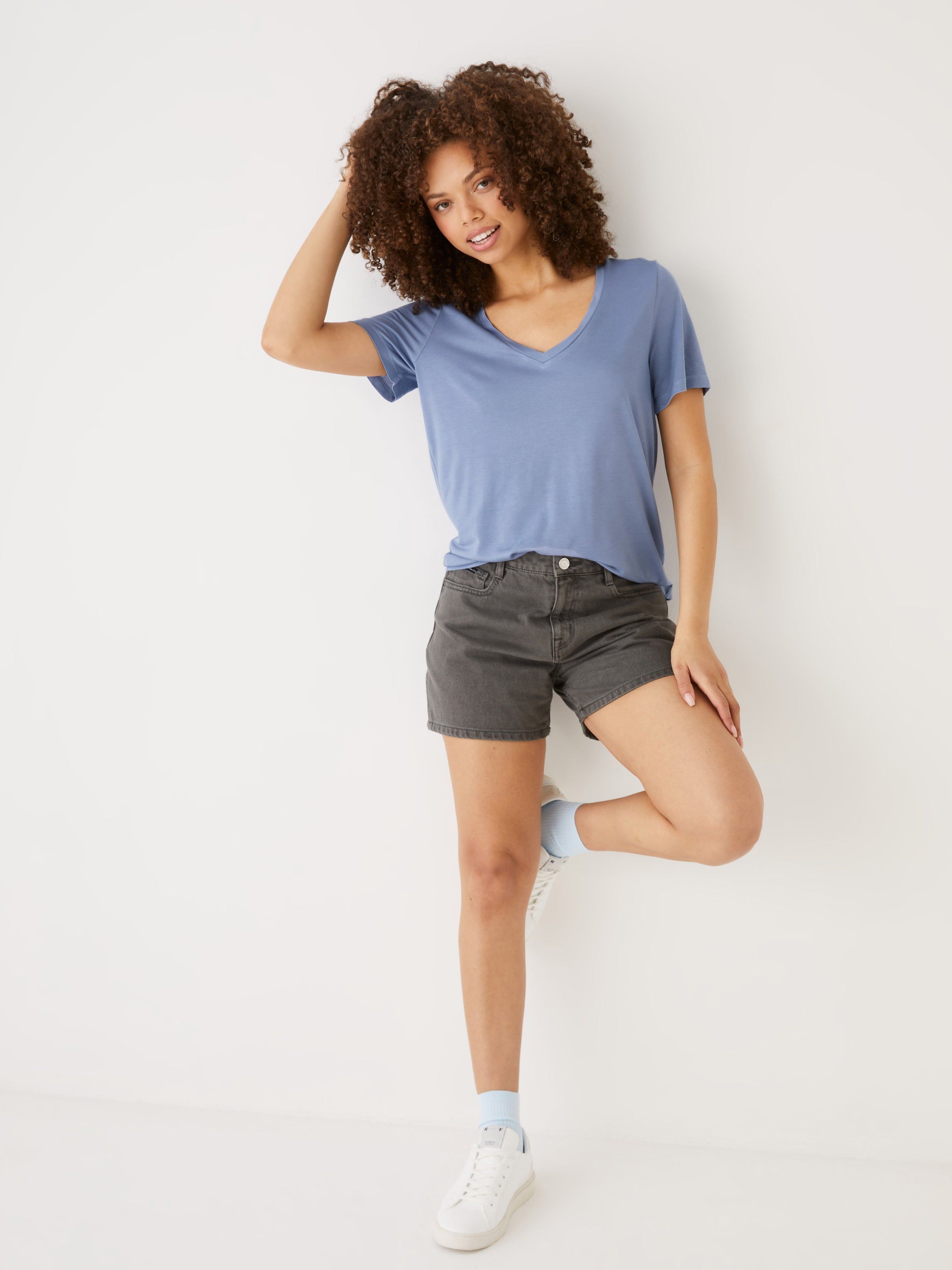 The SuperSoft V-Neck T-Shirt in Blue sold by Frank & Oak