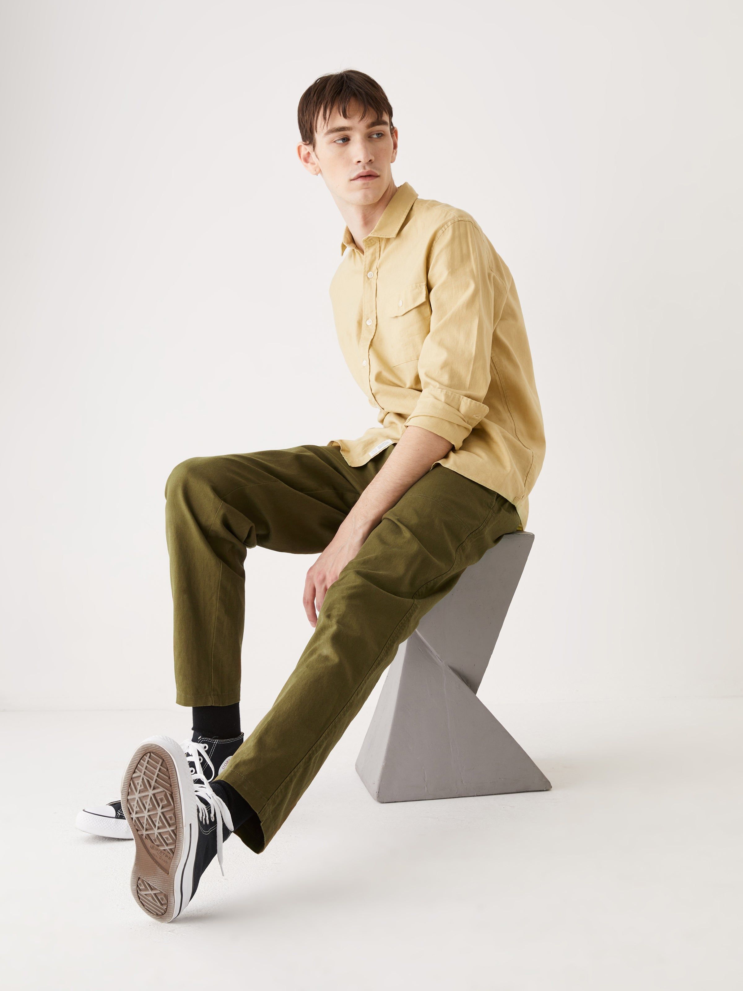 The Cropped Drawstring Pant in Dark Olive sold by Frank & Oak product image thumbnail 3