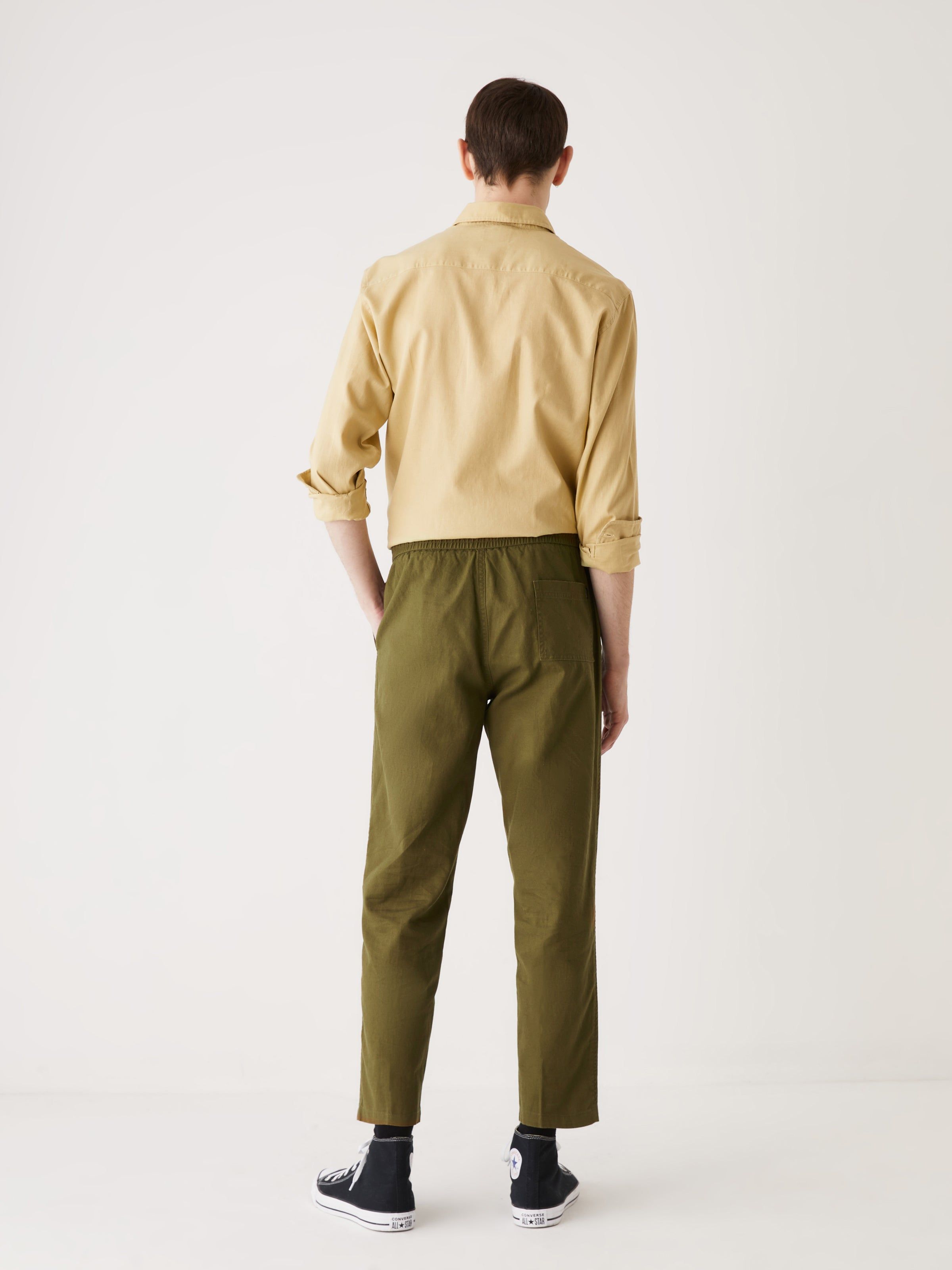 The Cropped Drawstring Pant in Dark Olive sold by Frank & Oak product image thumbnail 5