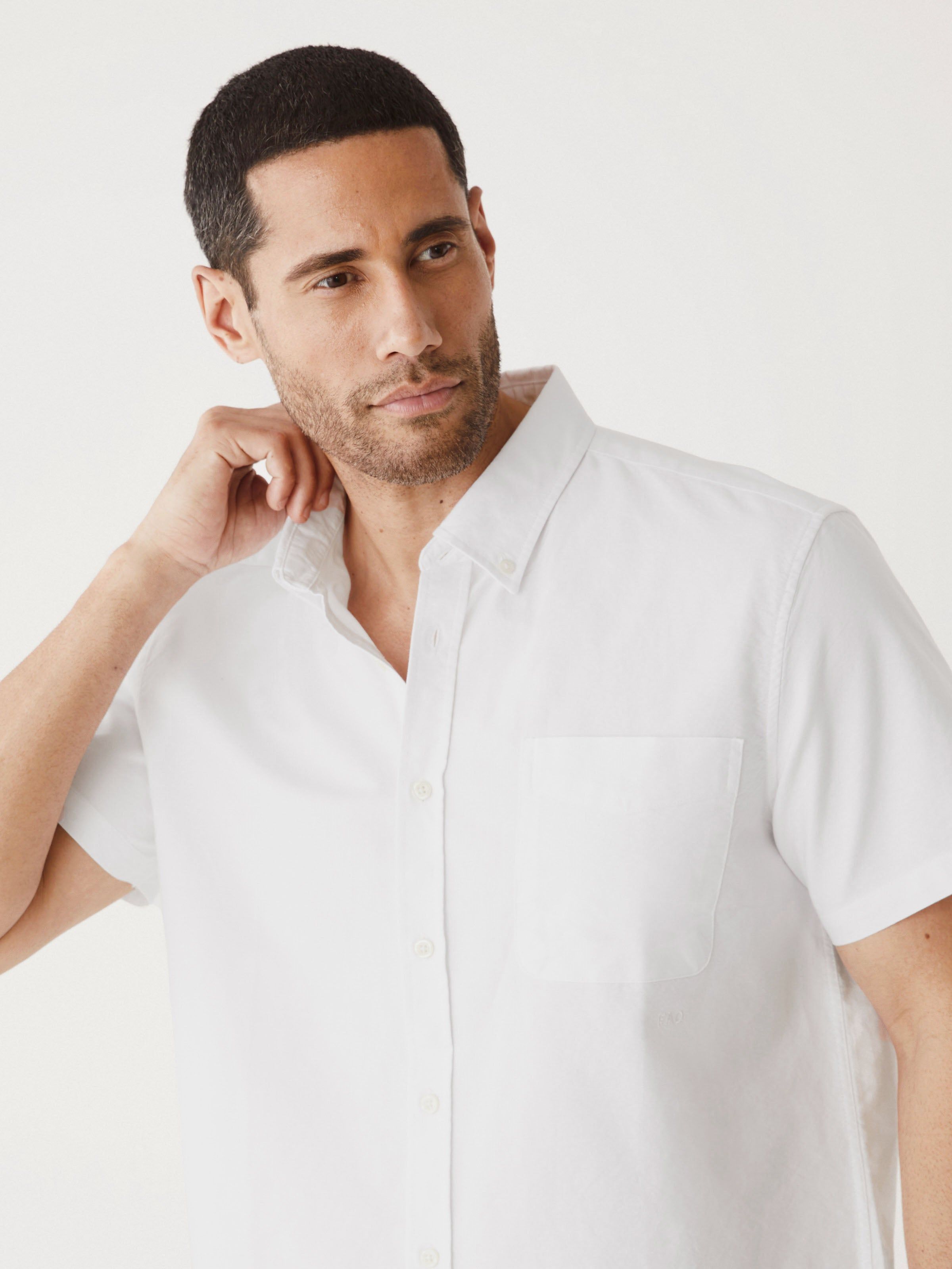 The Short Sleeve Jasper Shirt Boxy Fit in White sold by Frank & Oak