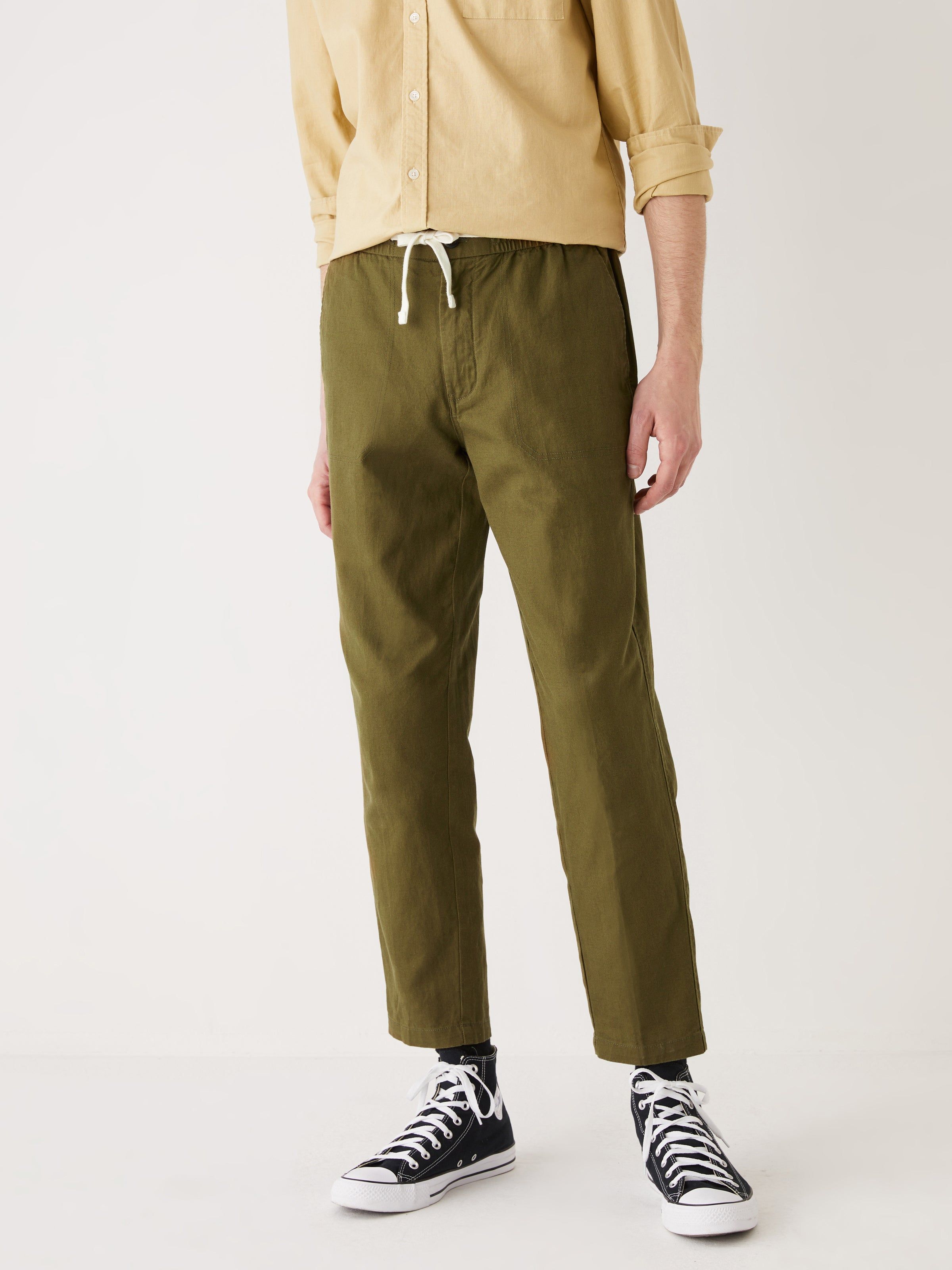 The Cropped Drawstring Pant in Dark Olive sold by Frank & Oak product image thumbnail 4